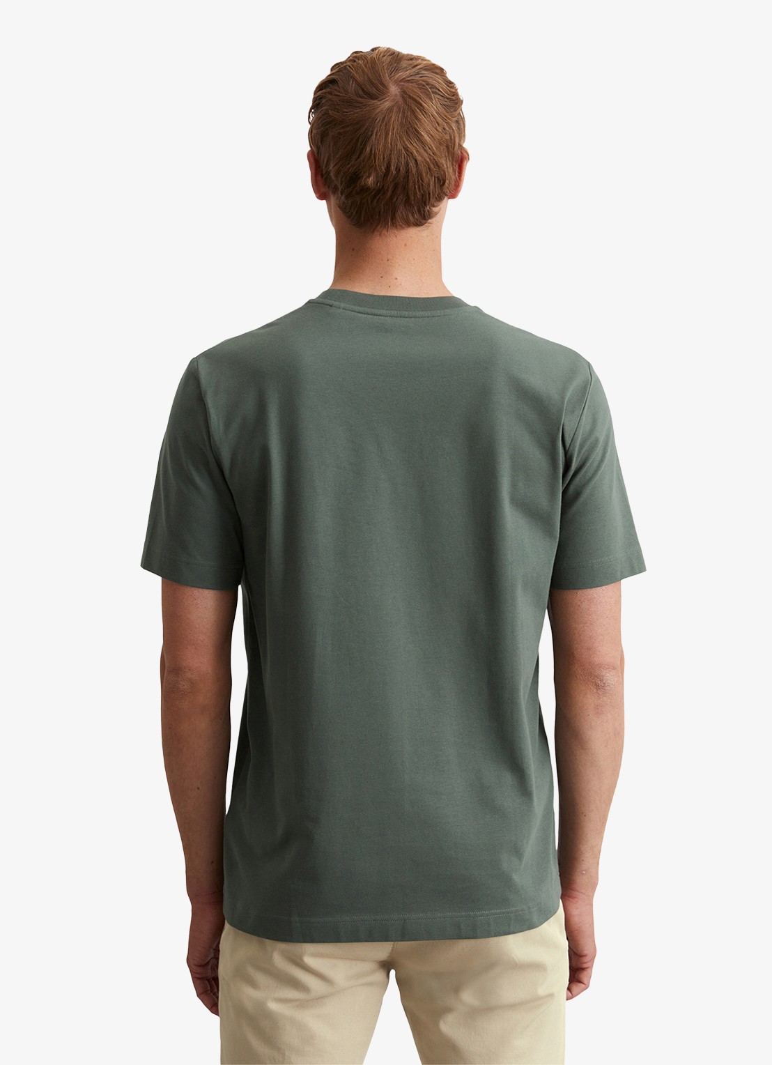 Marc O'Polo T-shirt met logo - achterkant olijfgroen