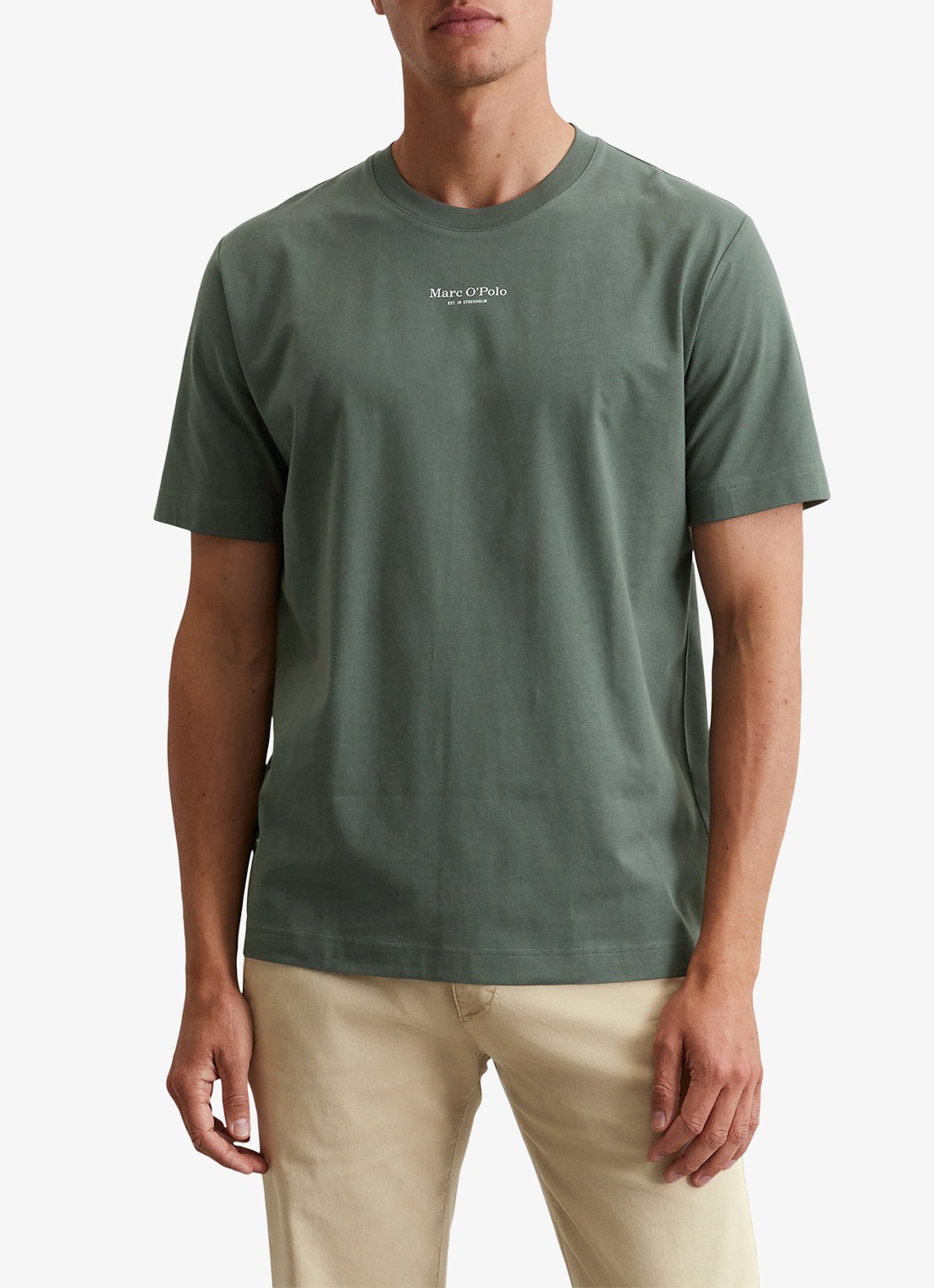 Marc O'Polo T-shirt met logo - detail 4 olijfgroen