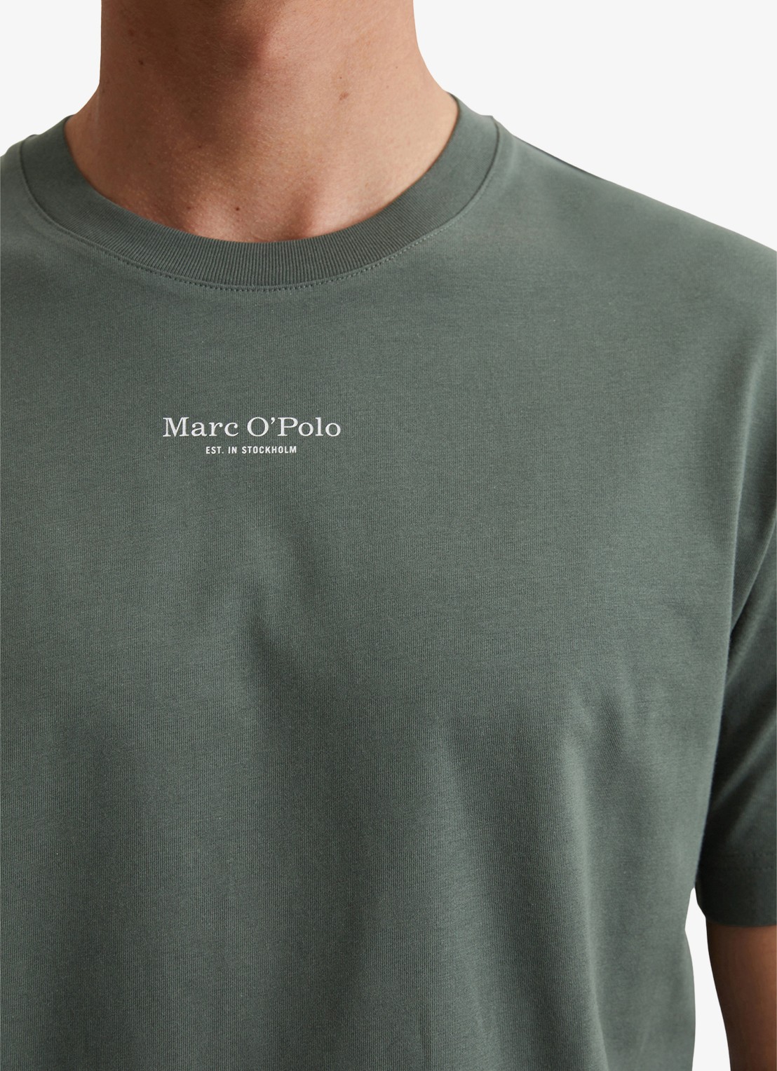 Marc O'Polo T-shirt met logo - detail 5 olijfgroen
