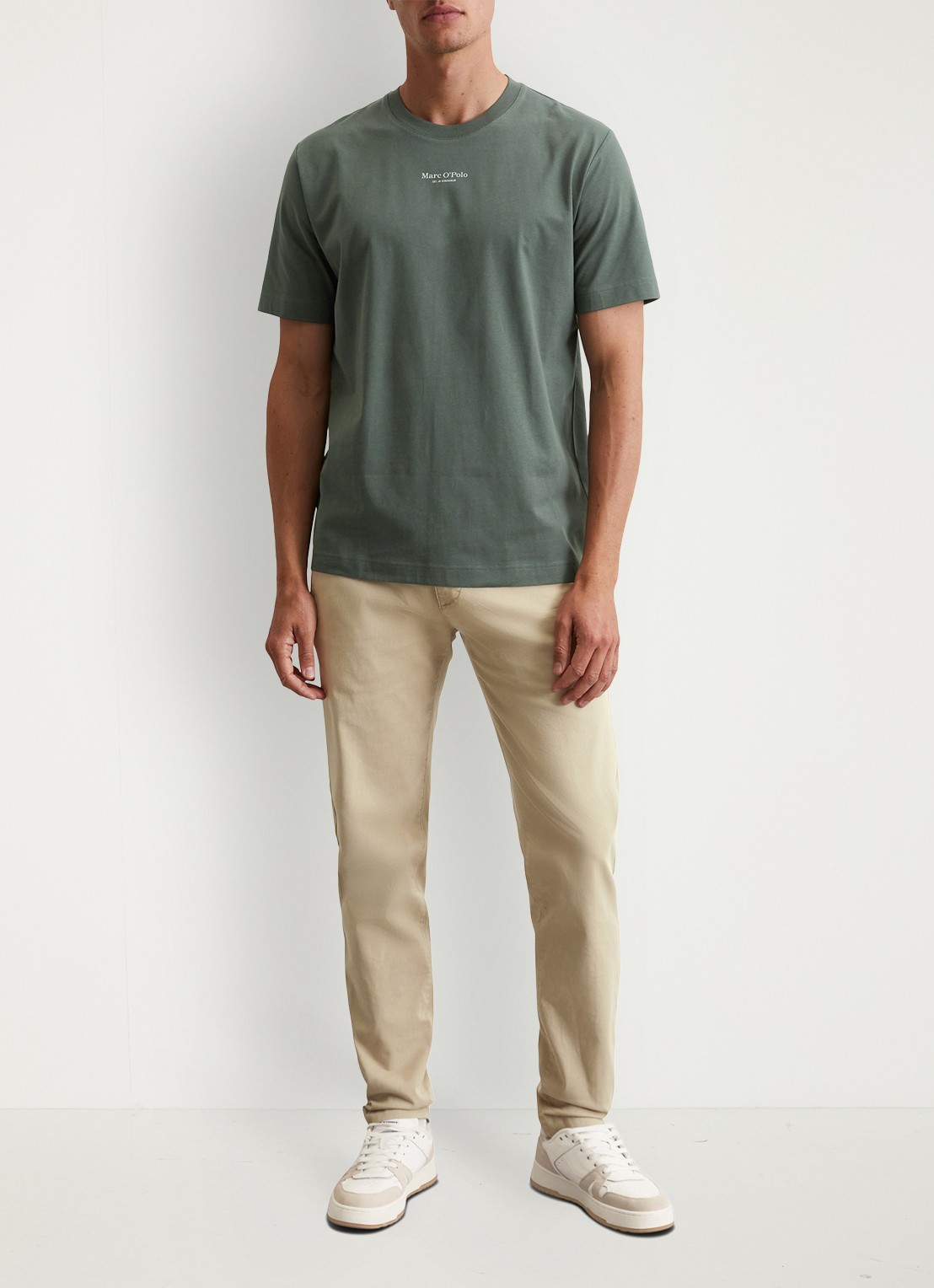 Marc O'Polo T-shirt met logo - voorkant 3 olijfgroen