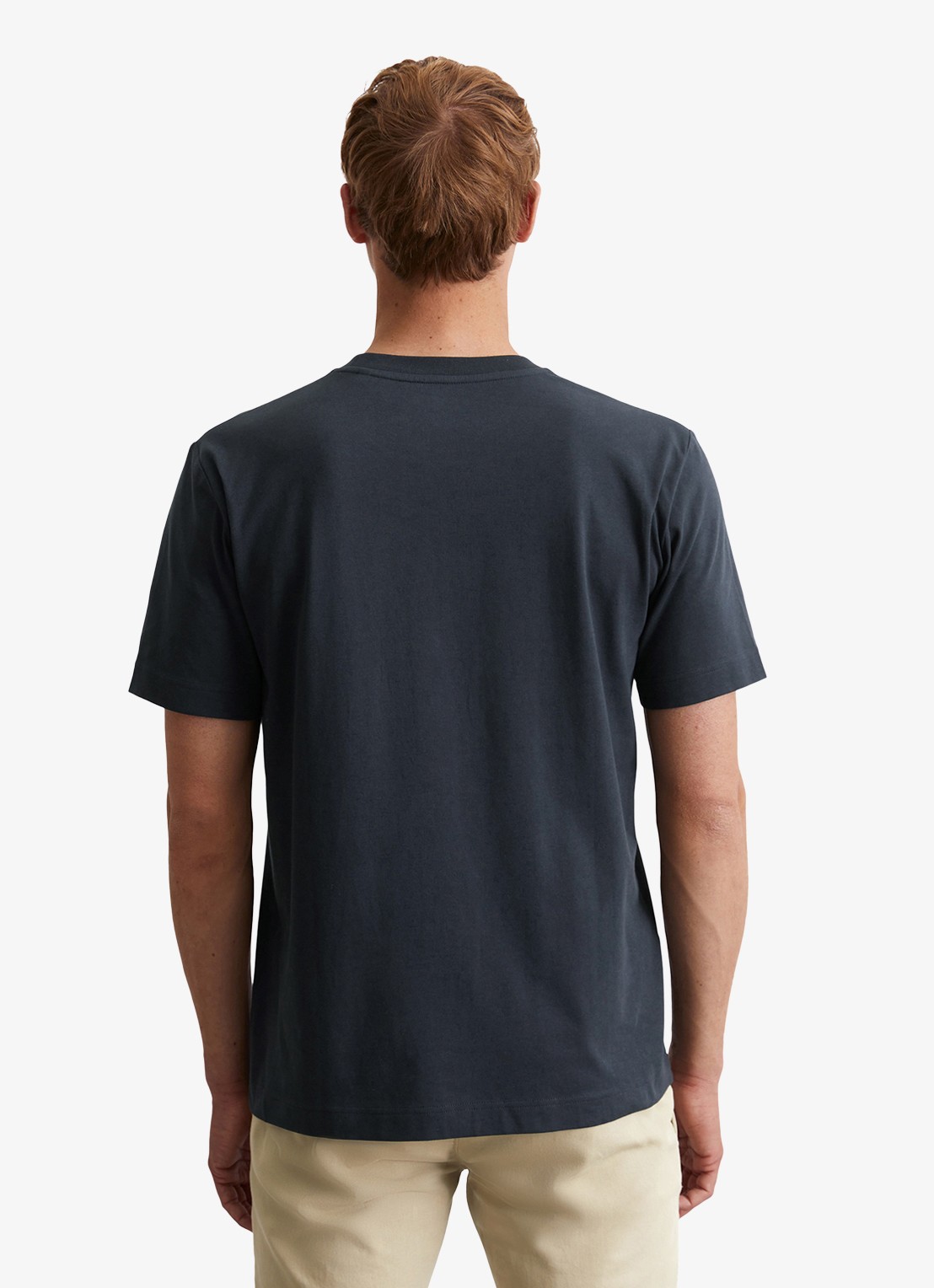 Marc O'Polo T-shirt met logo - achterkant donkerblauw