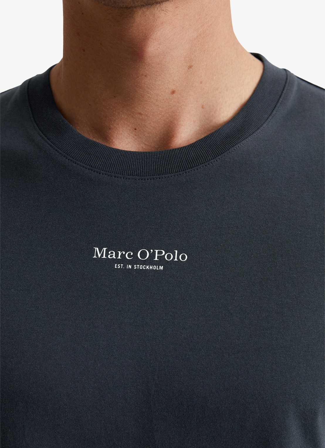 Marc O'Polo T-shirt met logo - detail 5 donkerblauw