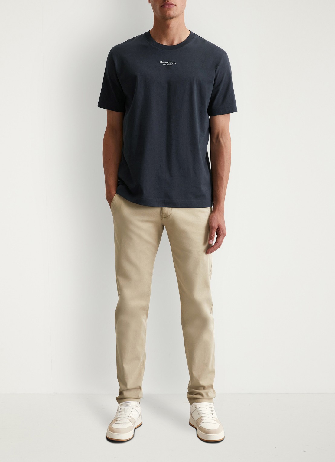 Marc O'Polo T-shirt met logo - voorkant 3 donkerblauw