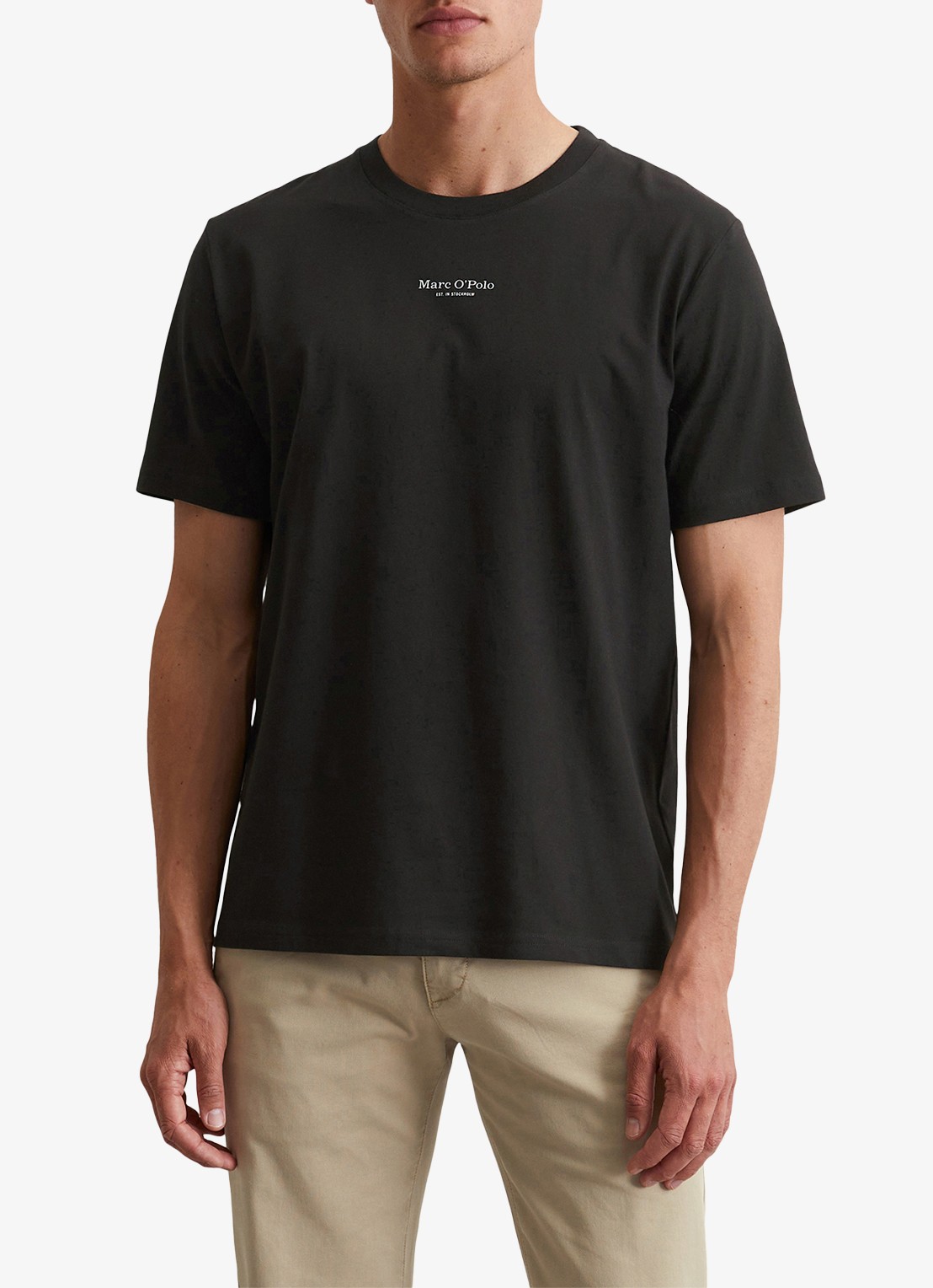 Marc O'Polo T-shirt met logo - detail 3 zwart