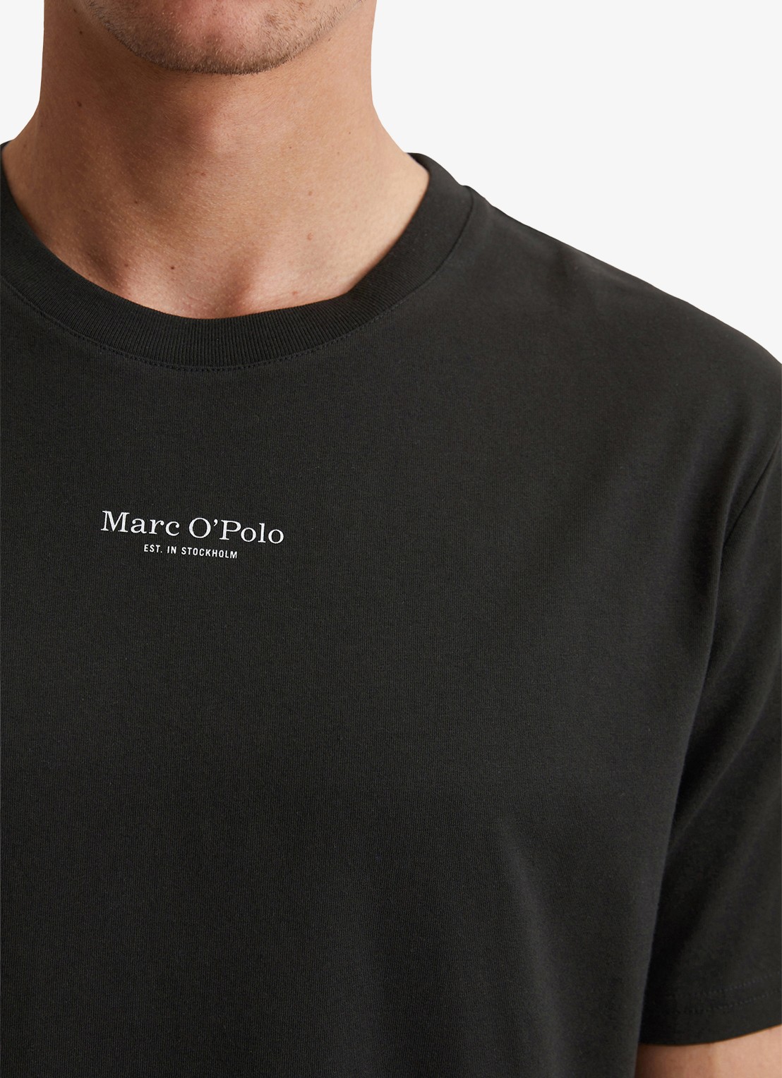 Marc O'Polo T-shirt met logo - detail 4 zwart