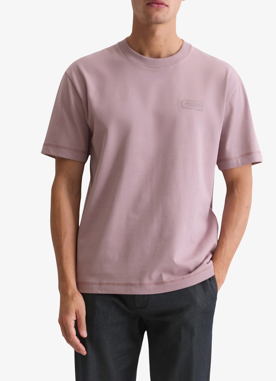 Marc O'Polo T-shirt met logo - detail 2 lichtroze