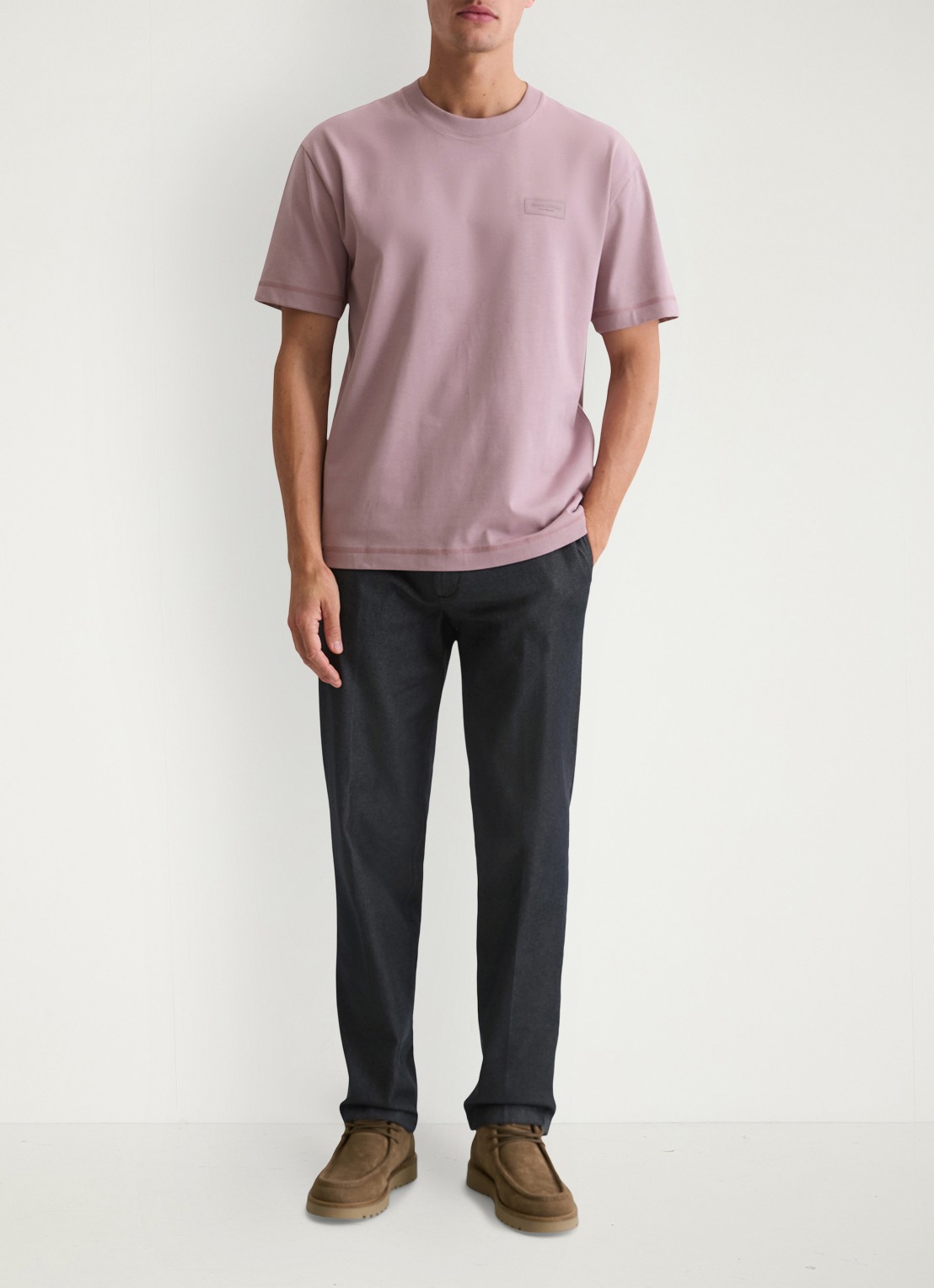 Marc O'Polo T-shirt met logo - voorkant 5 lichtroze