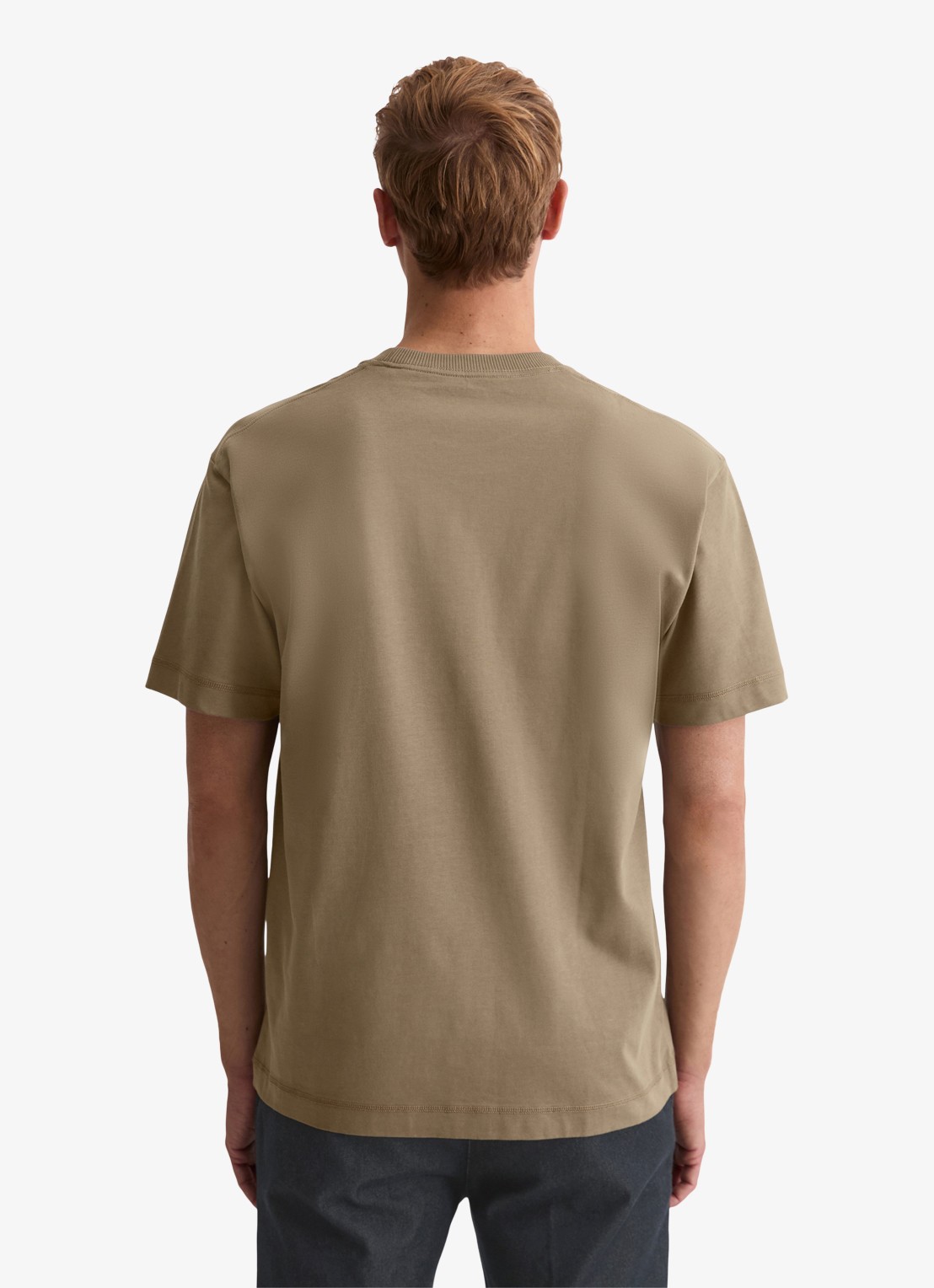 Marc O'Polo T-shirt met logo - achterkant 3 khaki