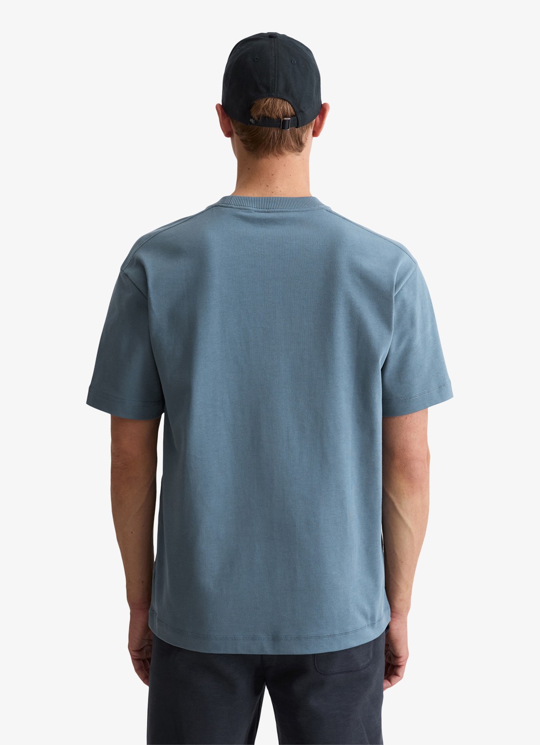 Marc O'Polo T-shirt met logo - achterkant blauwgrijs