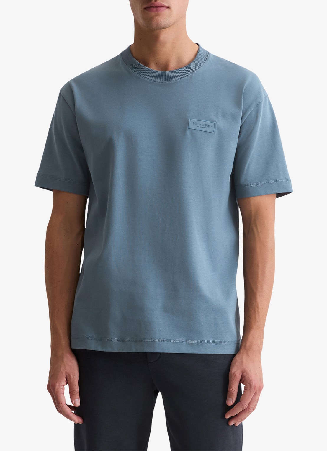 Marc O'Polo T-shirt met logo - detail 2 blauwgrijs