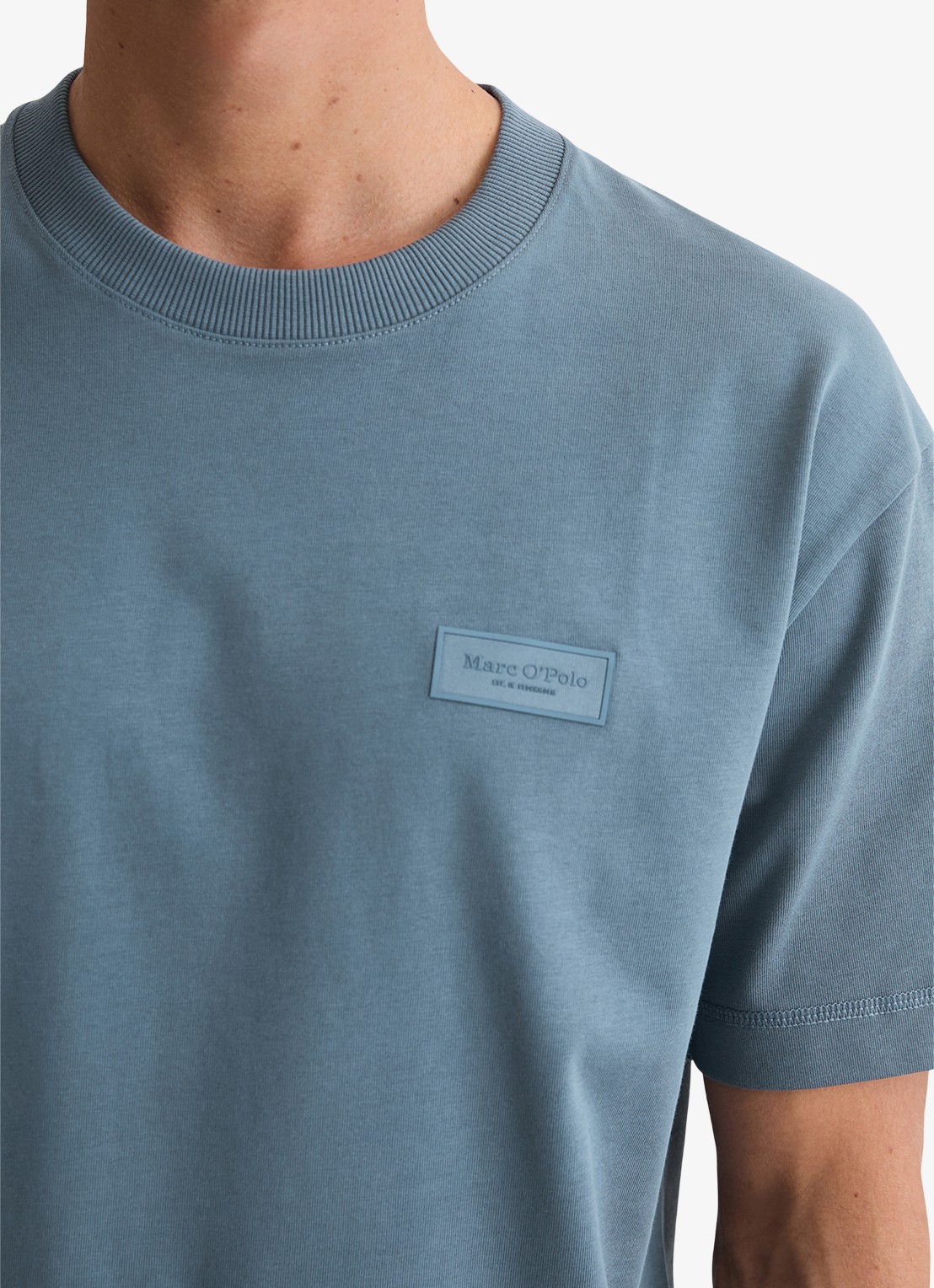 Marc O'Polo T-shirt met logo - detail 3 blauwgrijs
