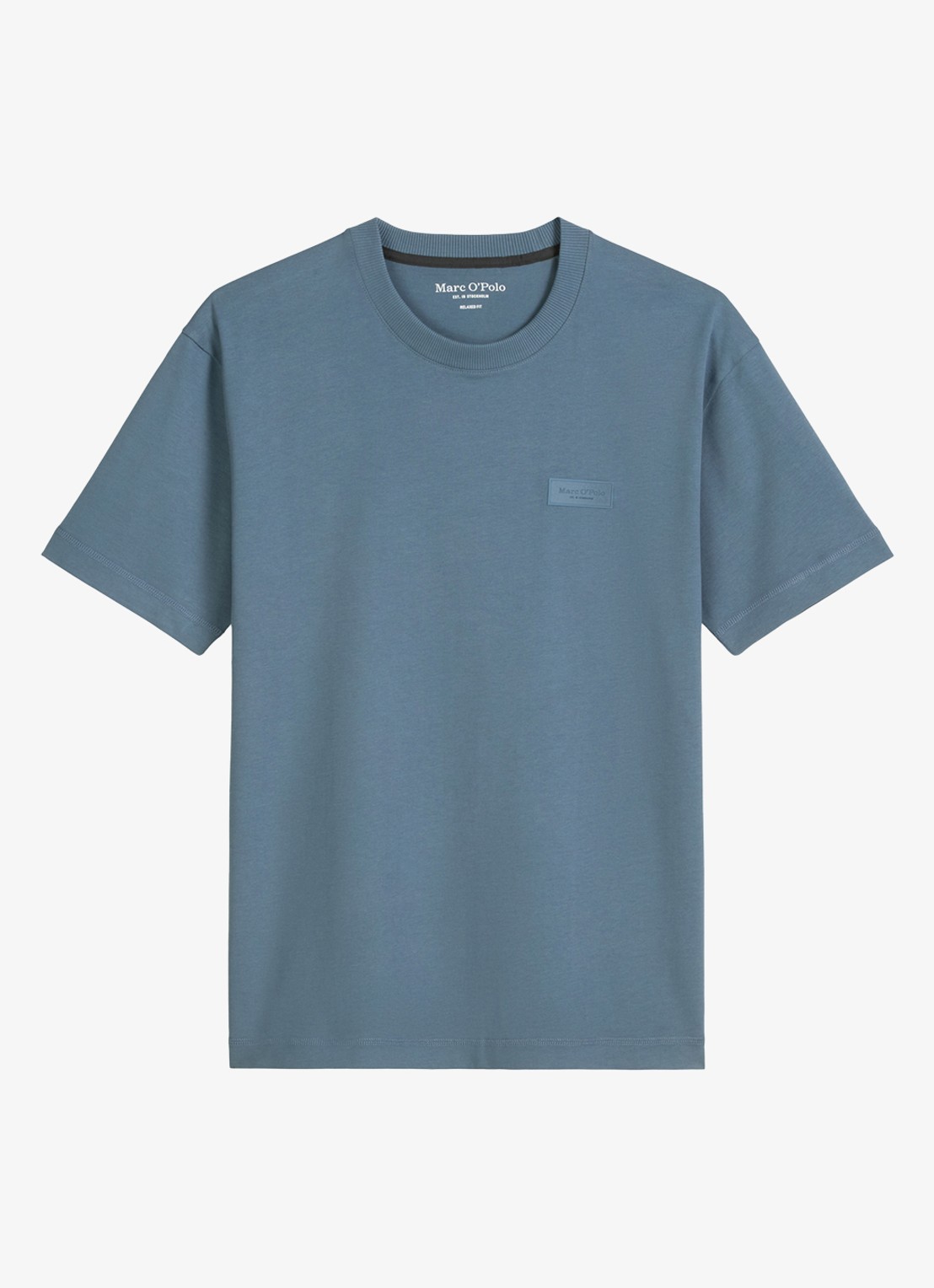 Marc O'Polo T-shirt met logo - voorkant 4 blauwgrijs
