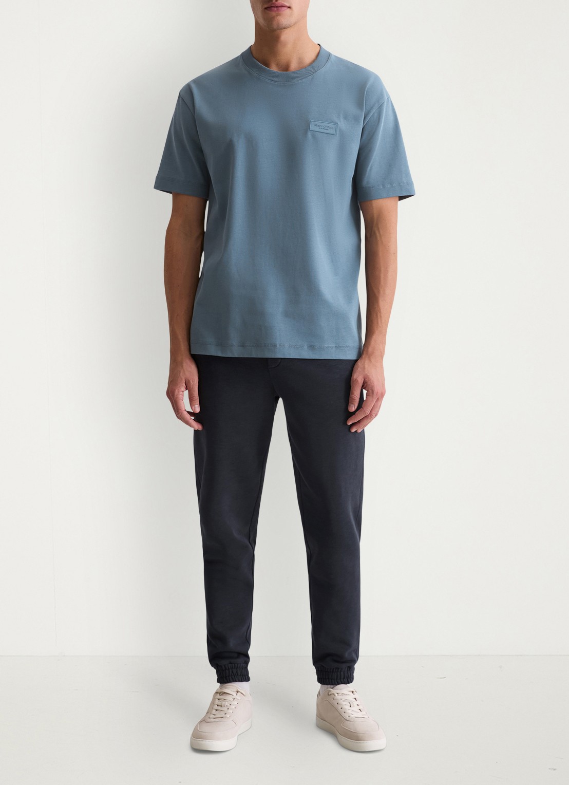 Marc O'Polo T-shirt met logo - voorkant 5 blauwgrijs