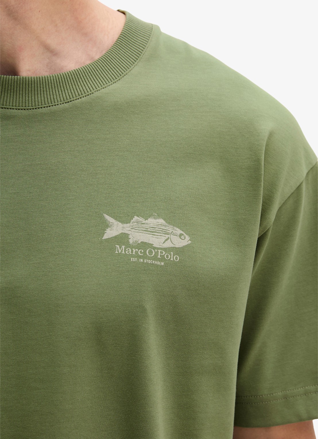 Marc O'Polo T-shirt met logo - detail 5 sage green-3253 / groen