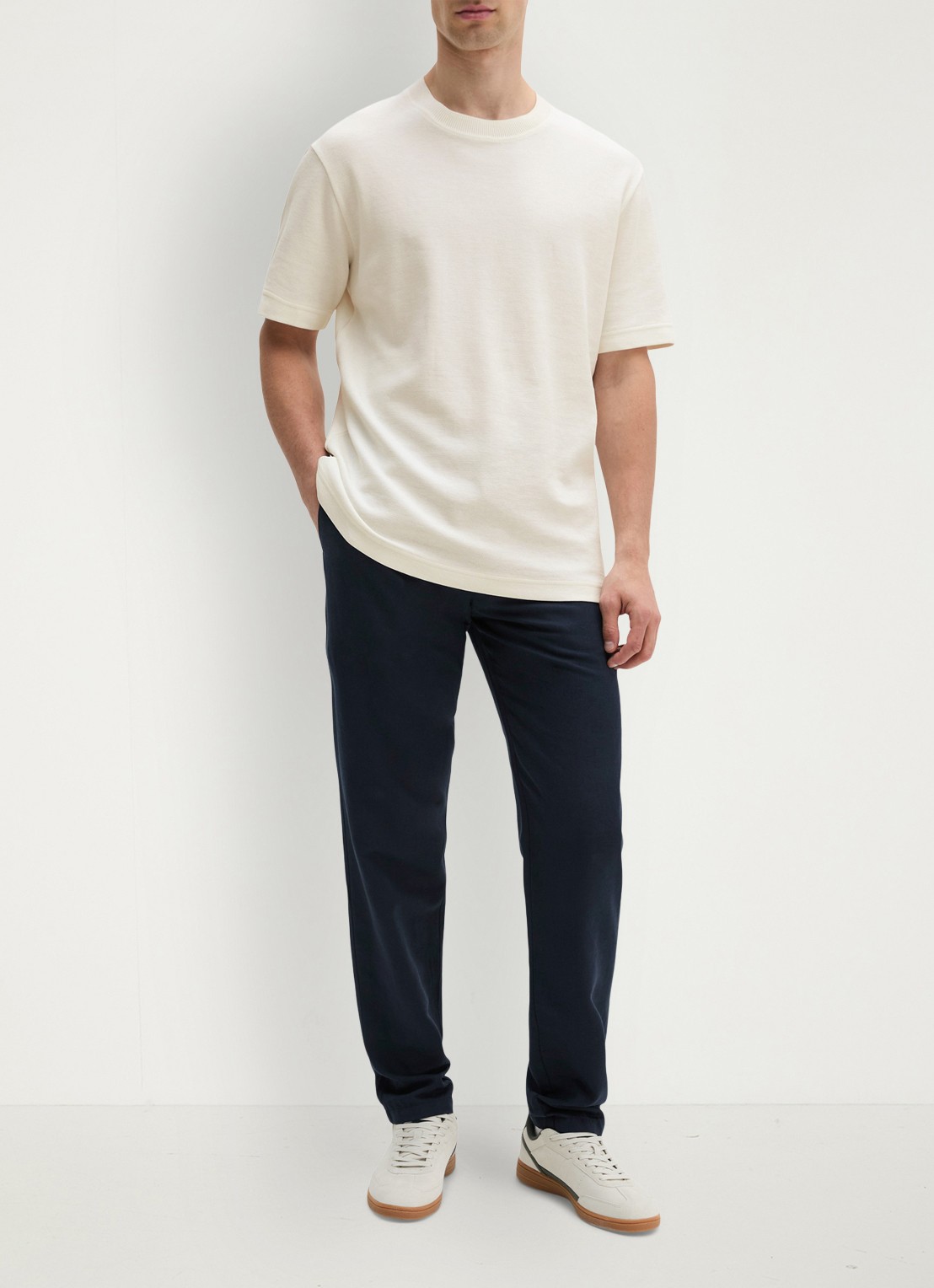Marc O'Polo T-shirt met logo - voorkant 3 silky white-1183 / wit
