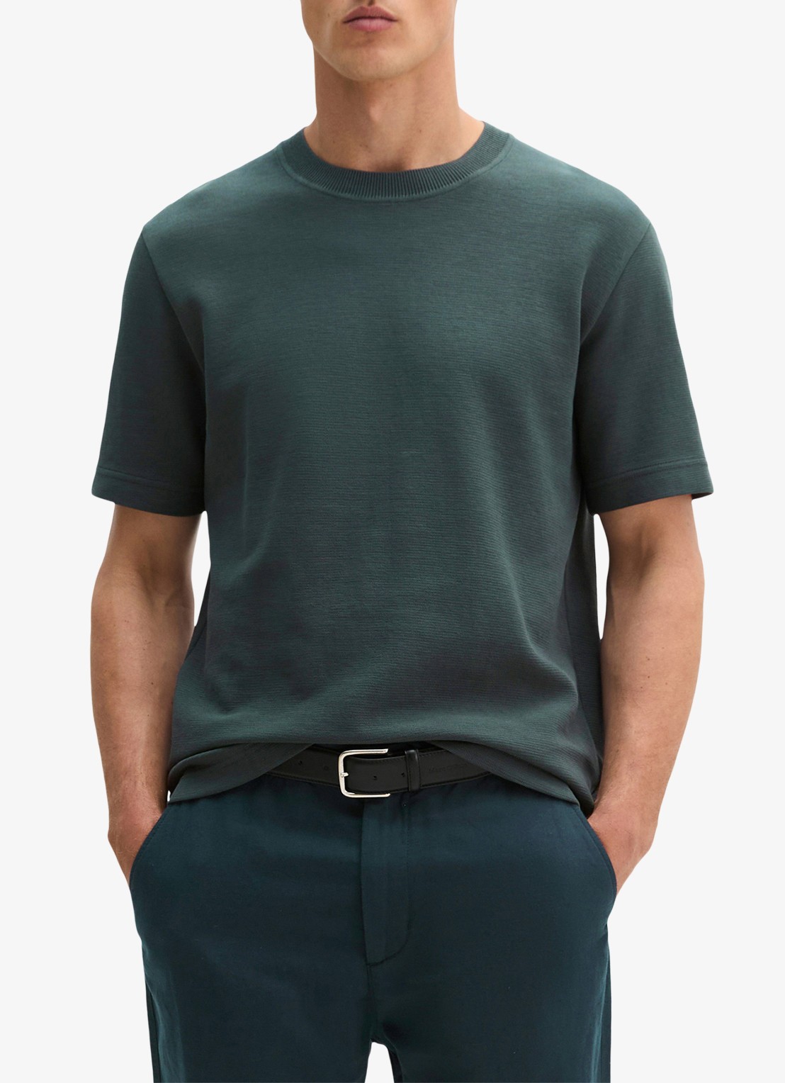 Marc O'Polo T-shirt met logo - detail mangrove-0362 / groen