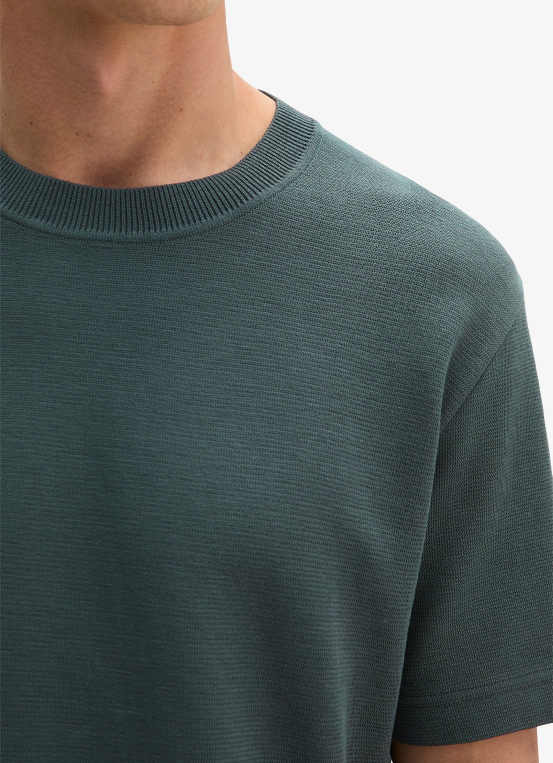 Marc O'Polo T-shirt met logo - detail 2 mangrove-0362 / groen