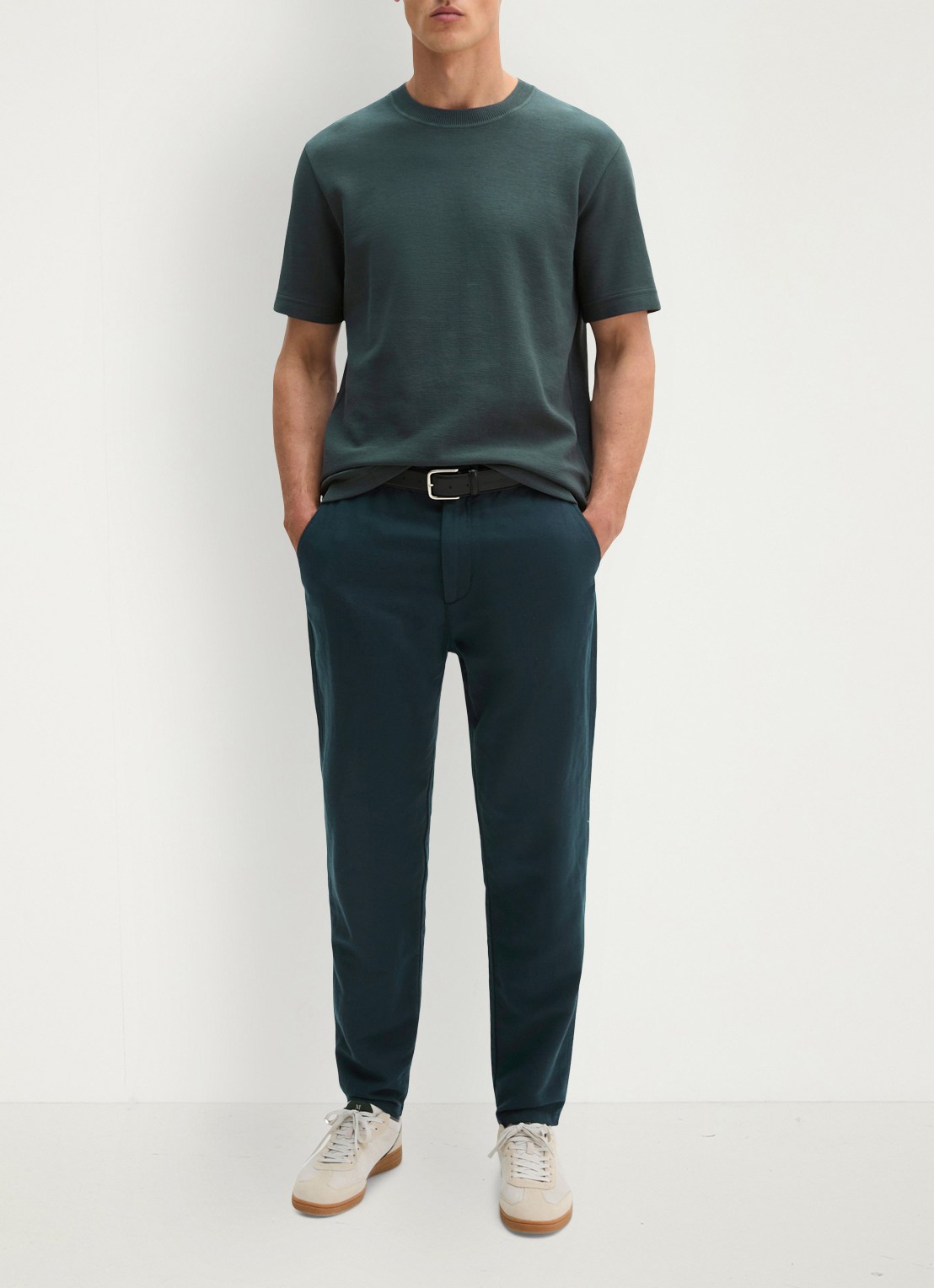 Marc O'Polo T-shirt met logo - voorkant 5 mangrove-0362 / groen