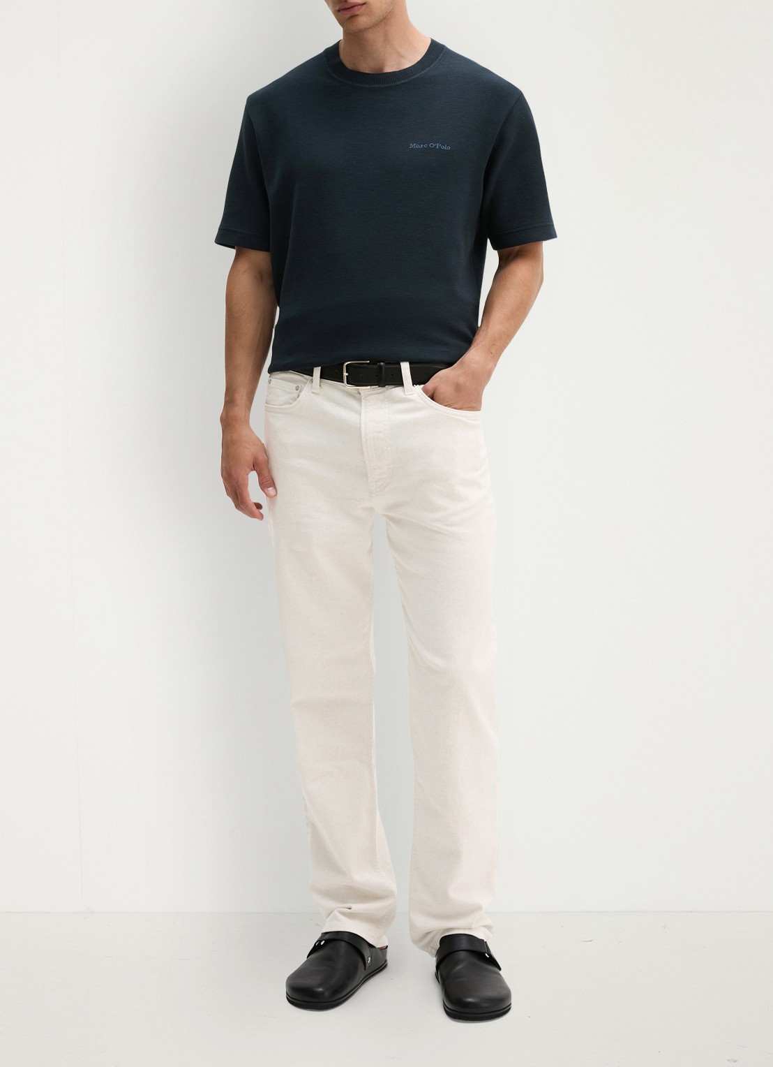 Marc O'Polo T-shirt met logo - voorkant 3 dark navy-4131 / blauw