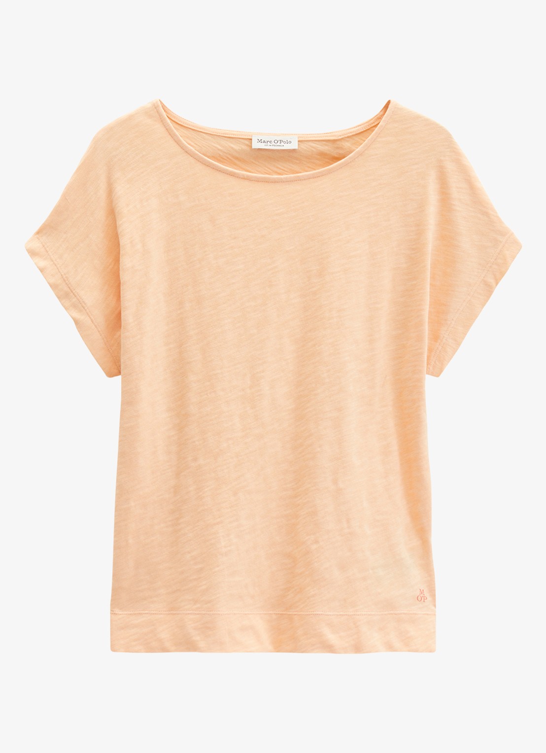 Marc O'Polo T-shirt met logoborduring - voorkant soft peach-9706 / roze
