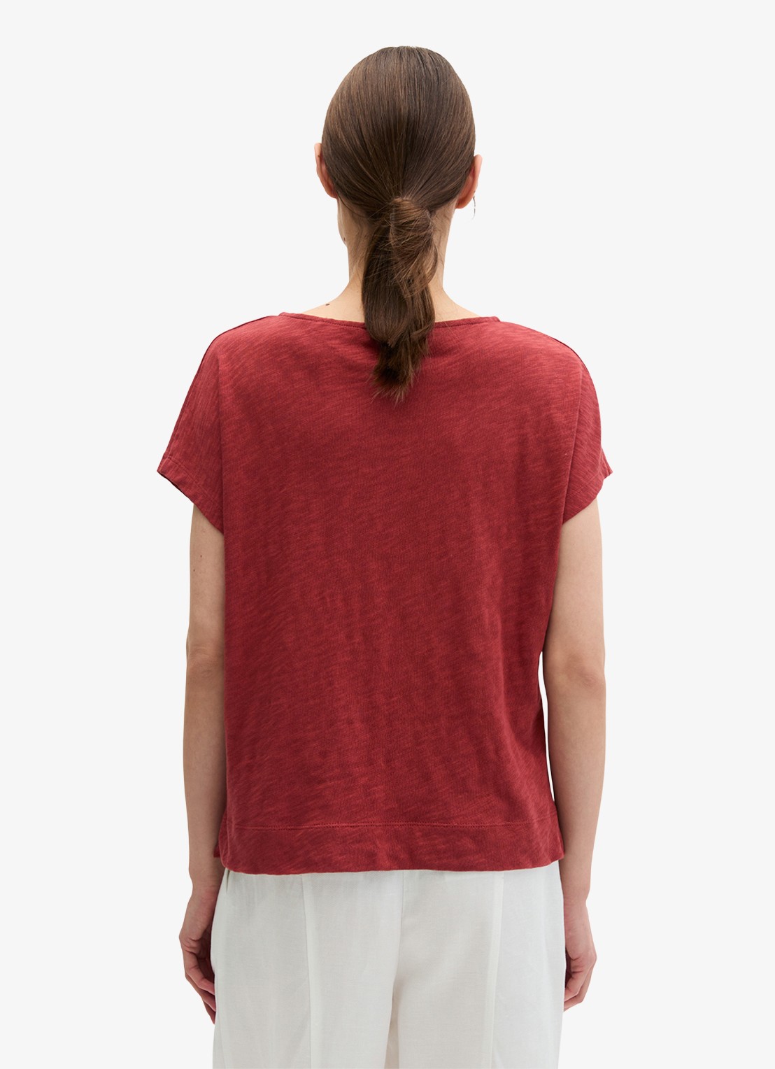 Marc O'Polo T-shirt met logoborduring - achterkant 3 tall poppy-6896 / paars