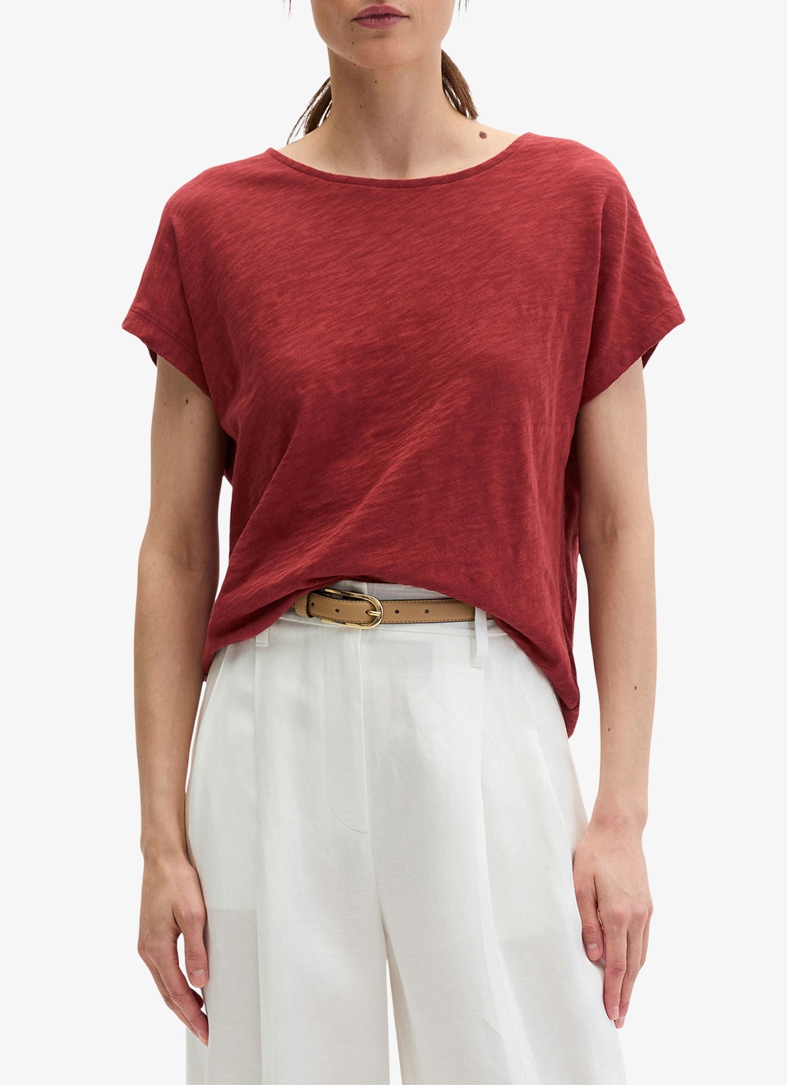 Marc O'Polo T-shirt met logoborduring - detail 4 tall poppy-6896 / paars