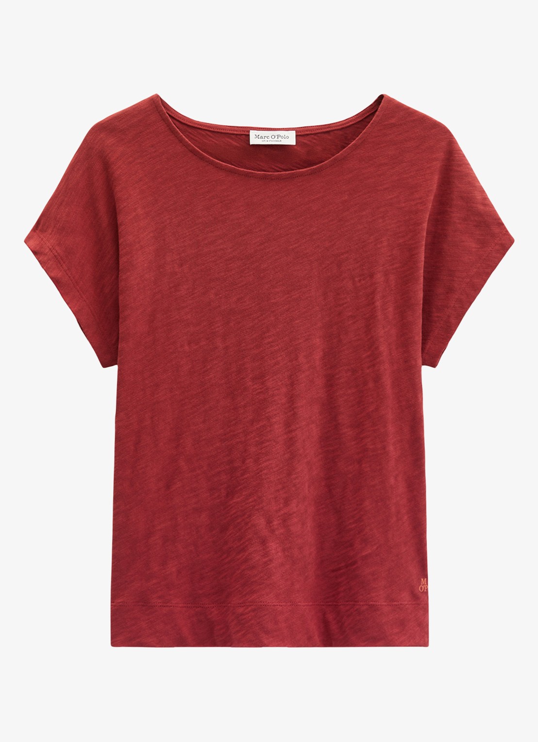 Marc O'Polo T-shirt met logoborduring - voorkant tall poppy-6896 / paars