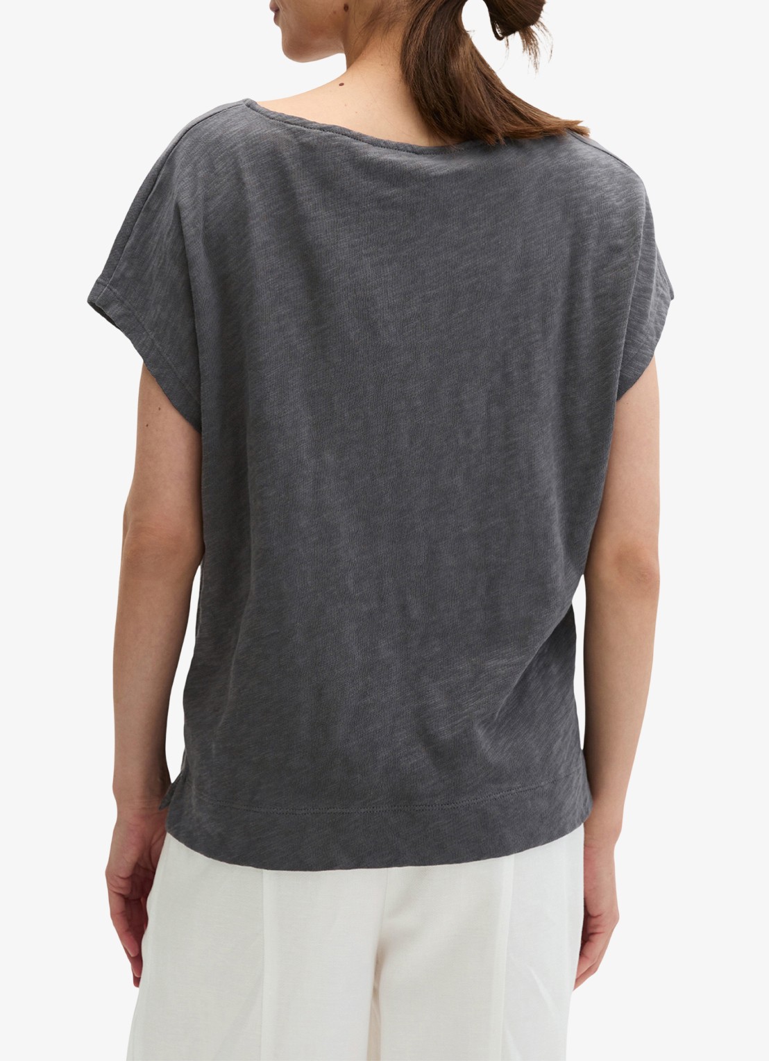 Marc O'Polo T-shirt met logoborduring - achterkant 5 oxide grey-0364 / grijs