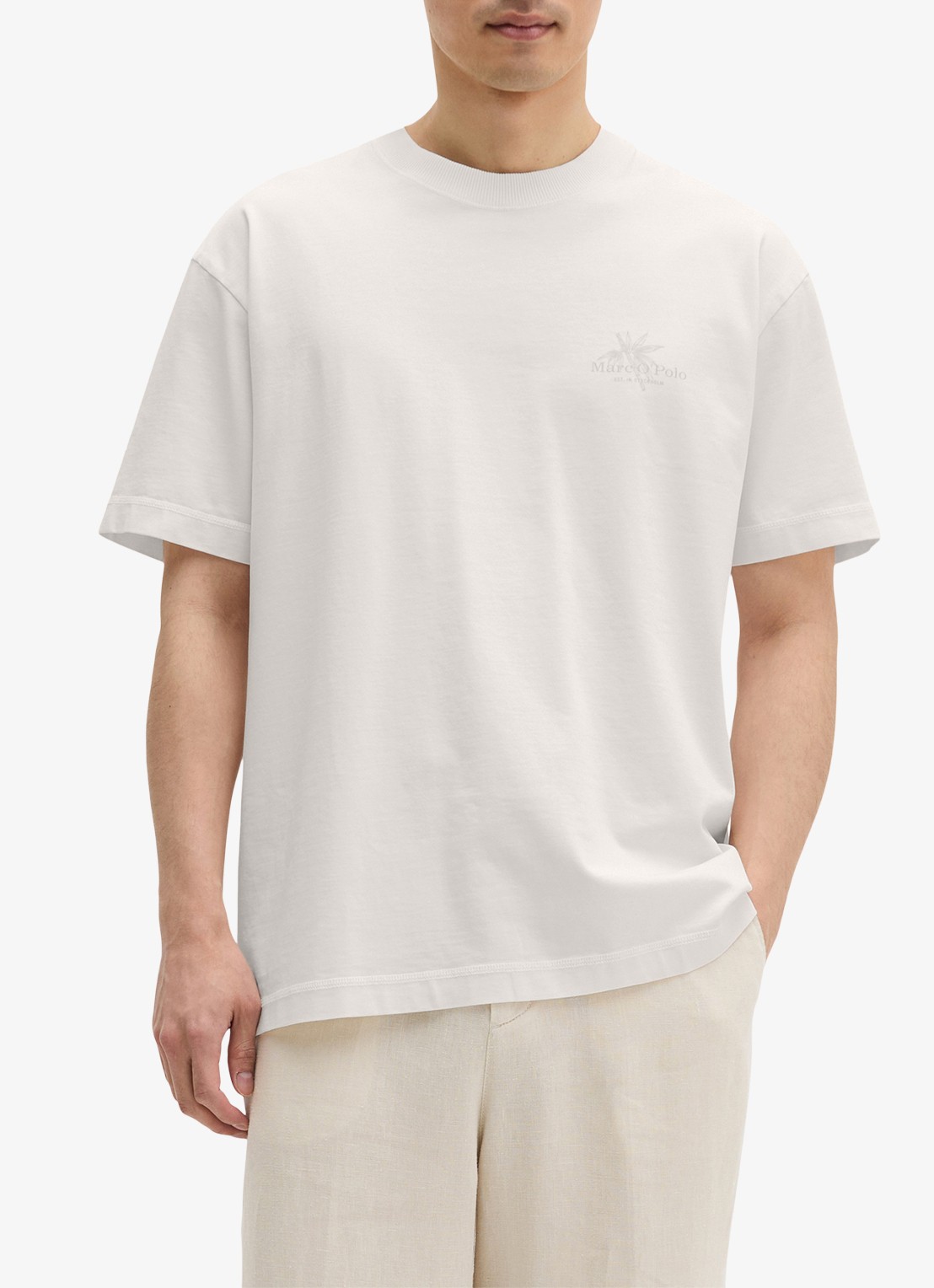 Marc O'Polo T-shirt met logoprint - detail silky white-1183 / wit