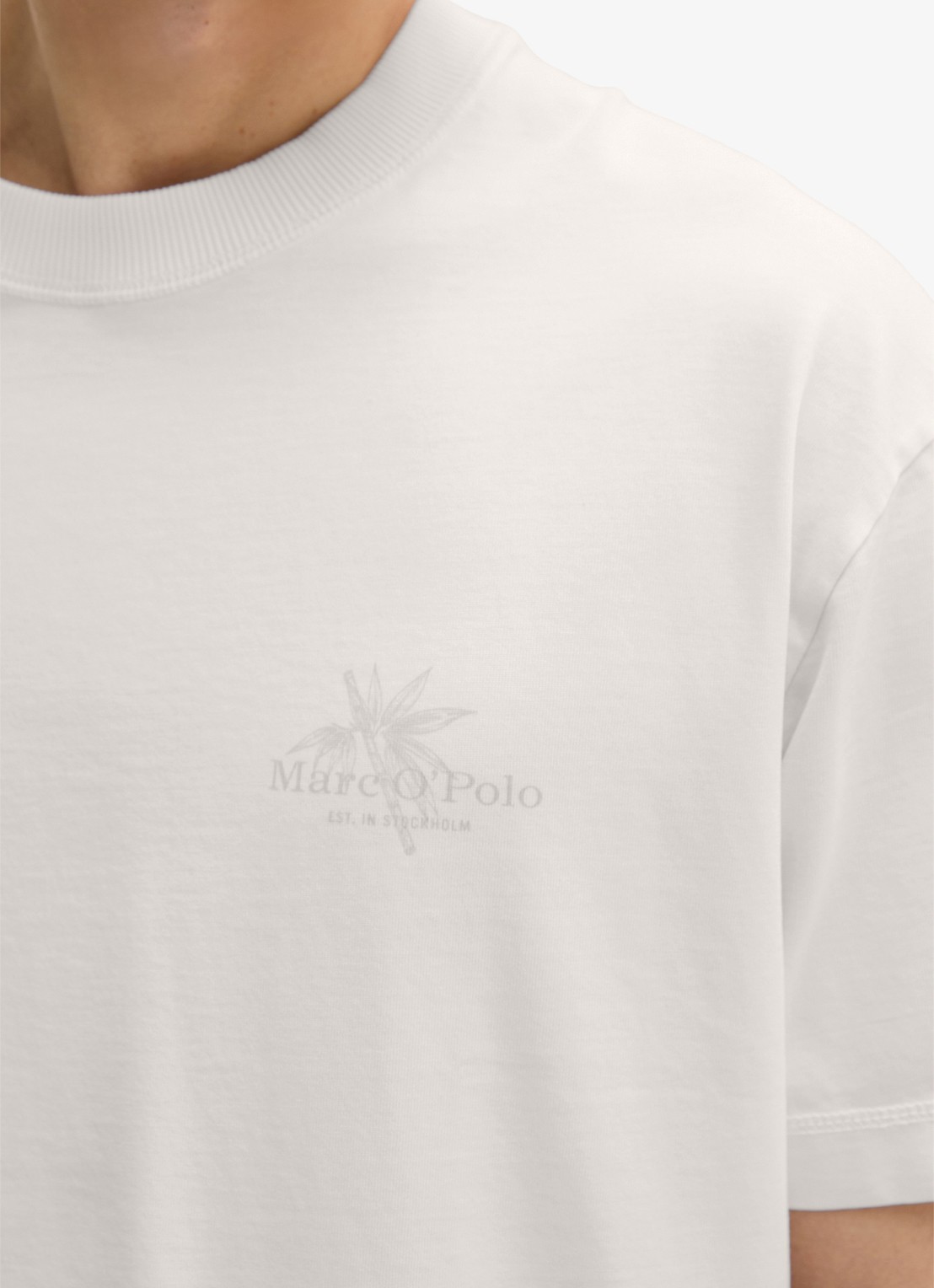 Marc O'Polo T-shirt met logoprint - detail 2 silky white-1183 / wit