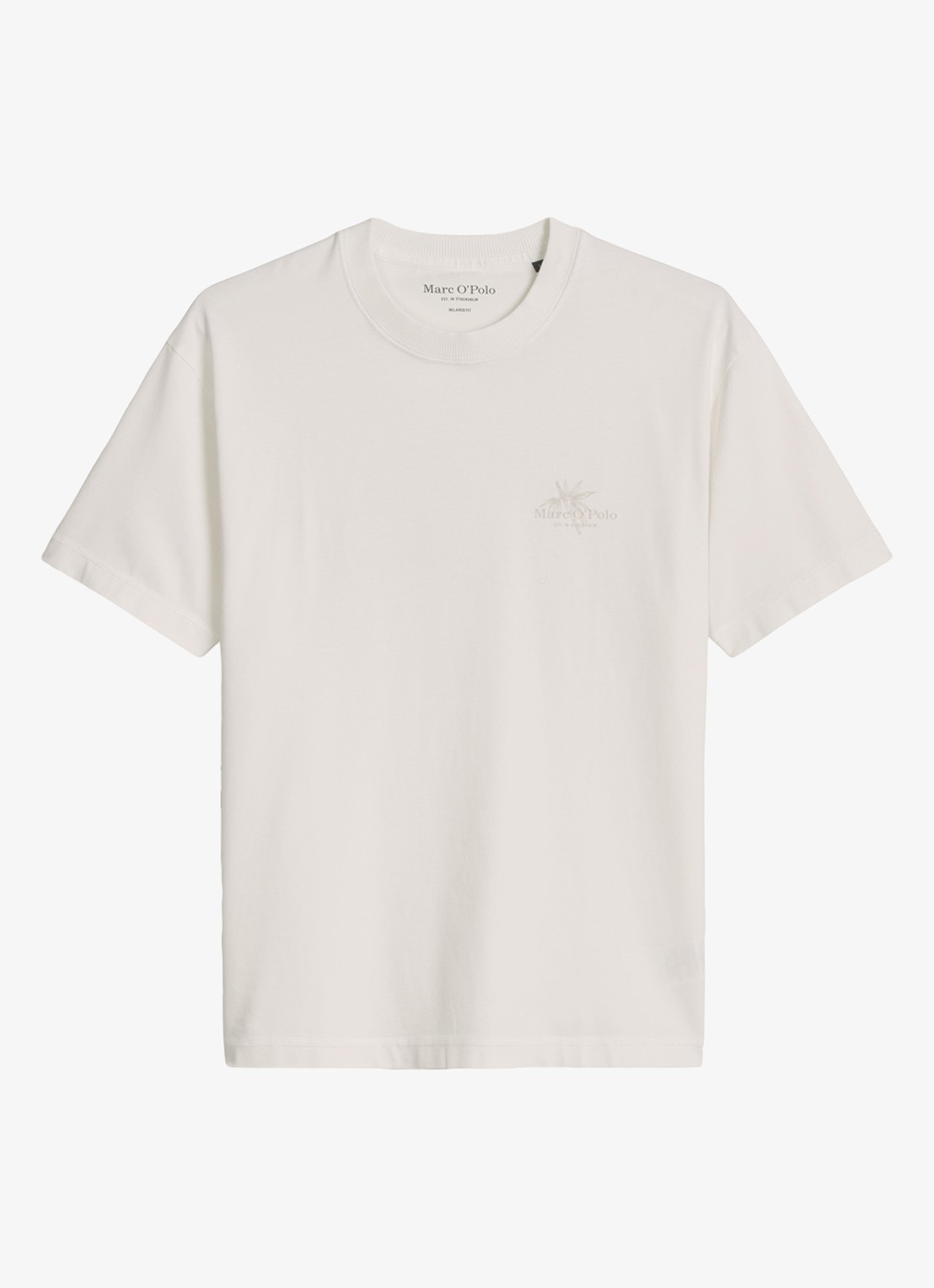 Marc O'Polo T-shirt met logoprint - voorkant 3 silky white-1183 / wit