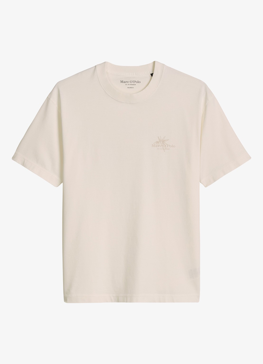 Marc O'Polo T-shirt met logoprint - voorkant 5 silky white-1183 / wit