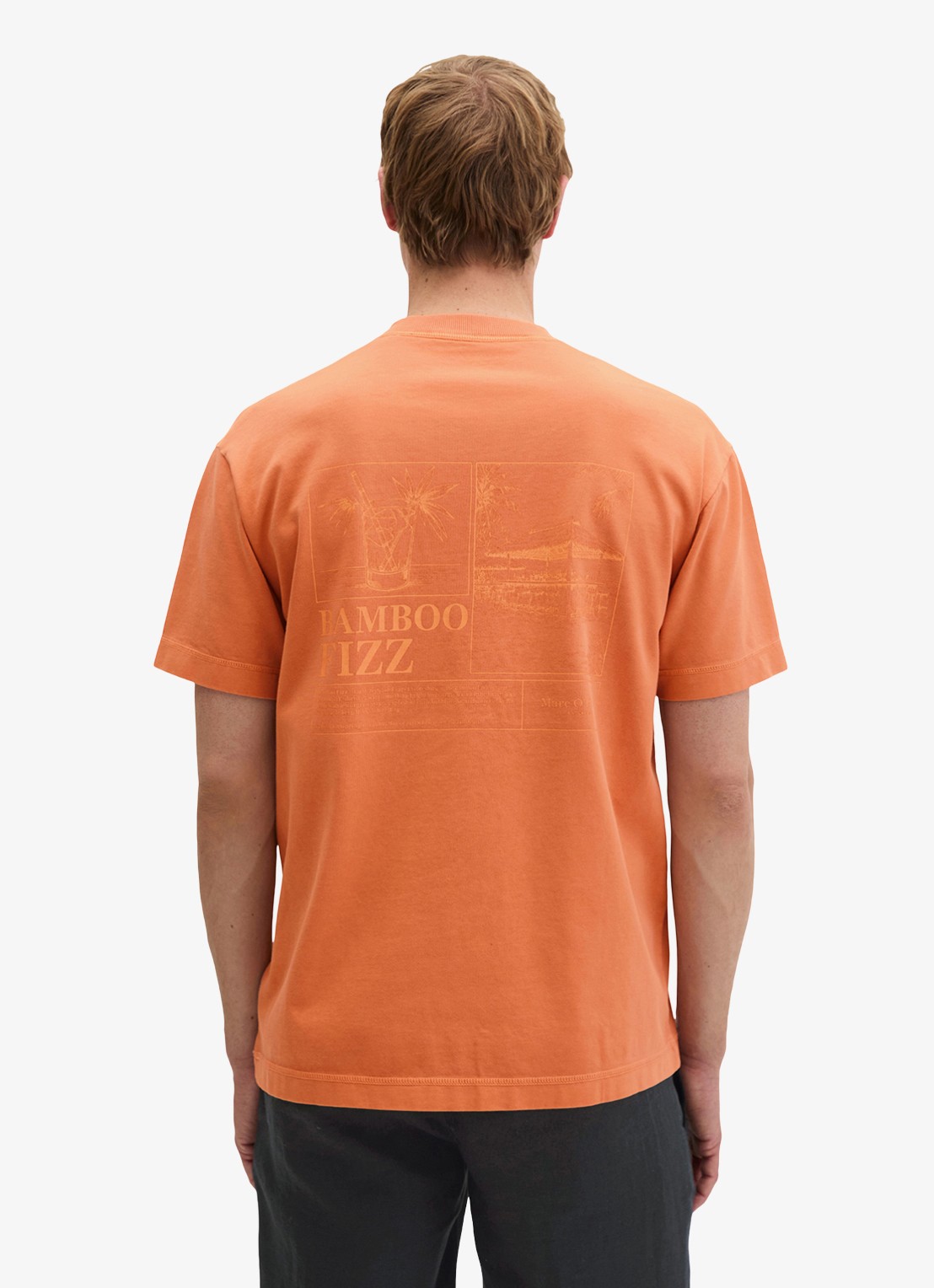 Marc O'Polo T-shirt met logoprint - achterkant faded coral-1738 / bruin