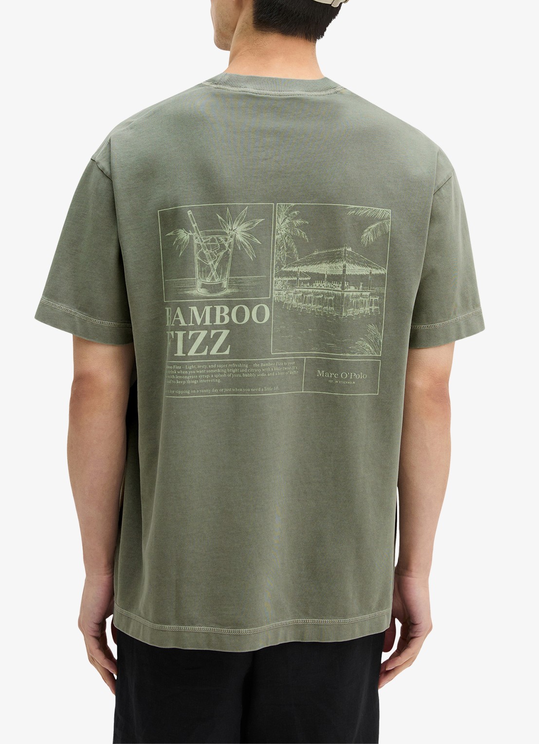 Marc O'Polo T-shirt met logoprint - achterkant 6 saddle gray-0387 / grijs