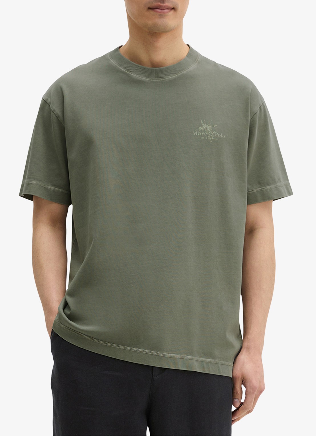 Marc O'Polo T-shirt met logoprint - detail saddle gray-0387 / grijs