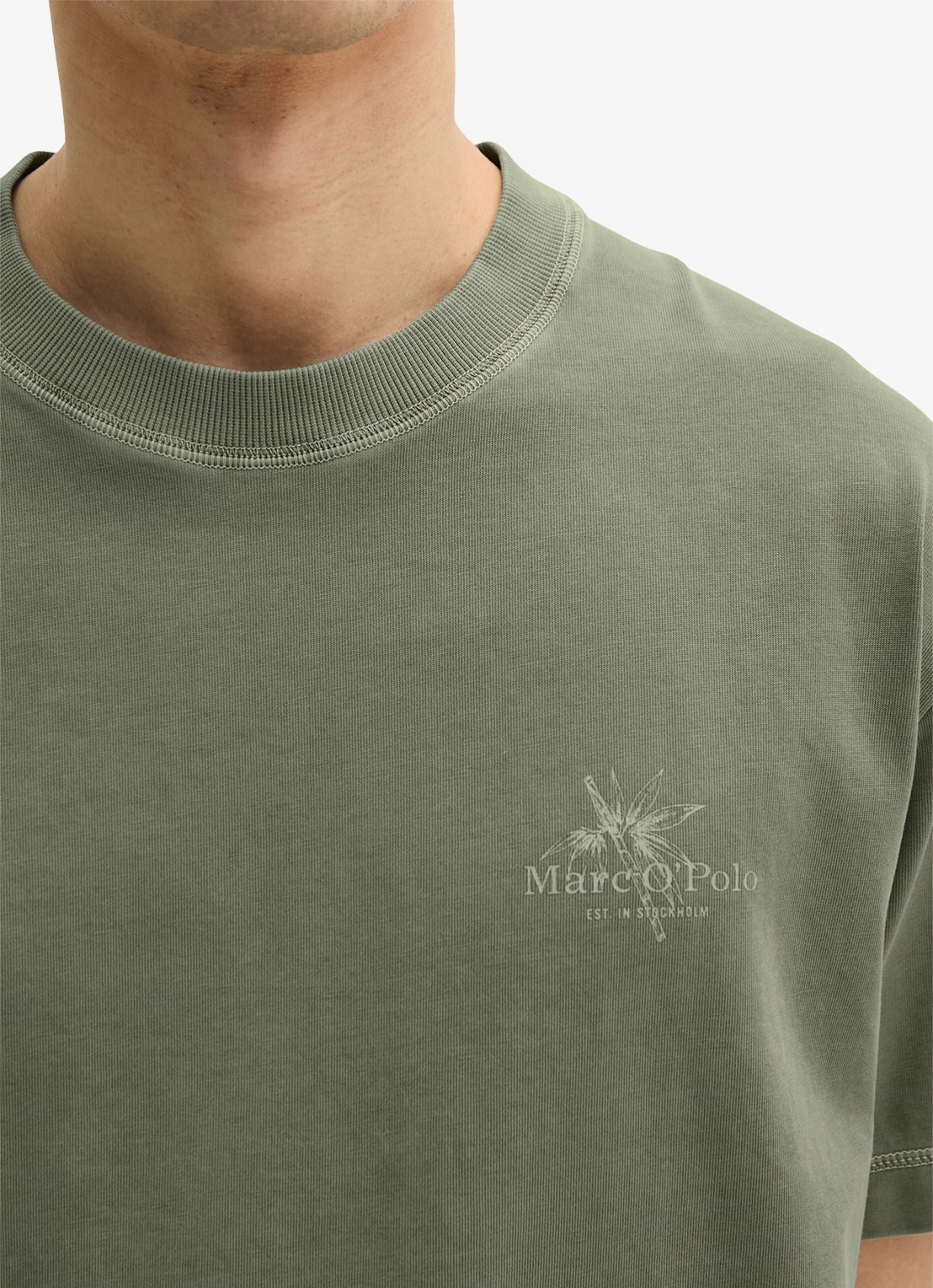 Marc O'Polo T-shirt met logoprint - detail 2 saddle gray-0387 / grijs