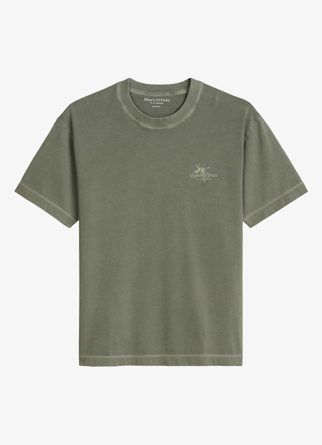 Marc O'Polo T-shirt met logoprint - voorkant 5 saddle gray-0387 / grijs