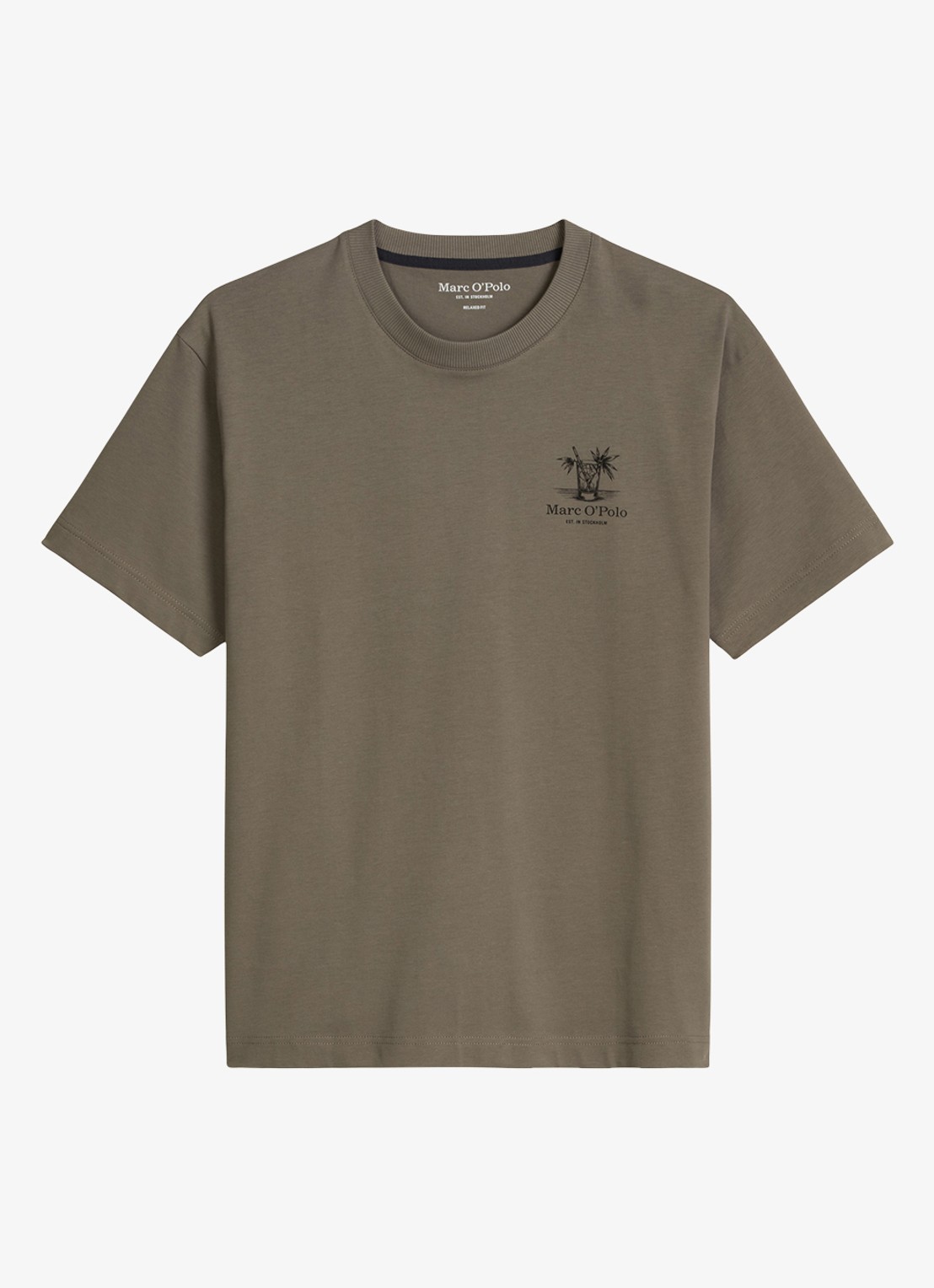 Marc O'Polo T-shirt met logoprint - voorkant saddle gray-0387 / grijs