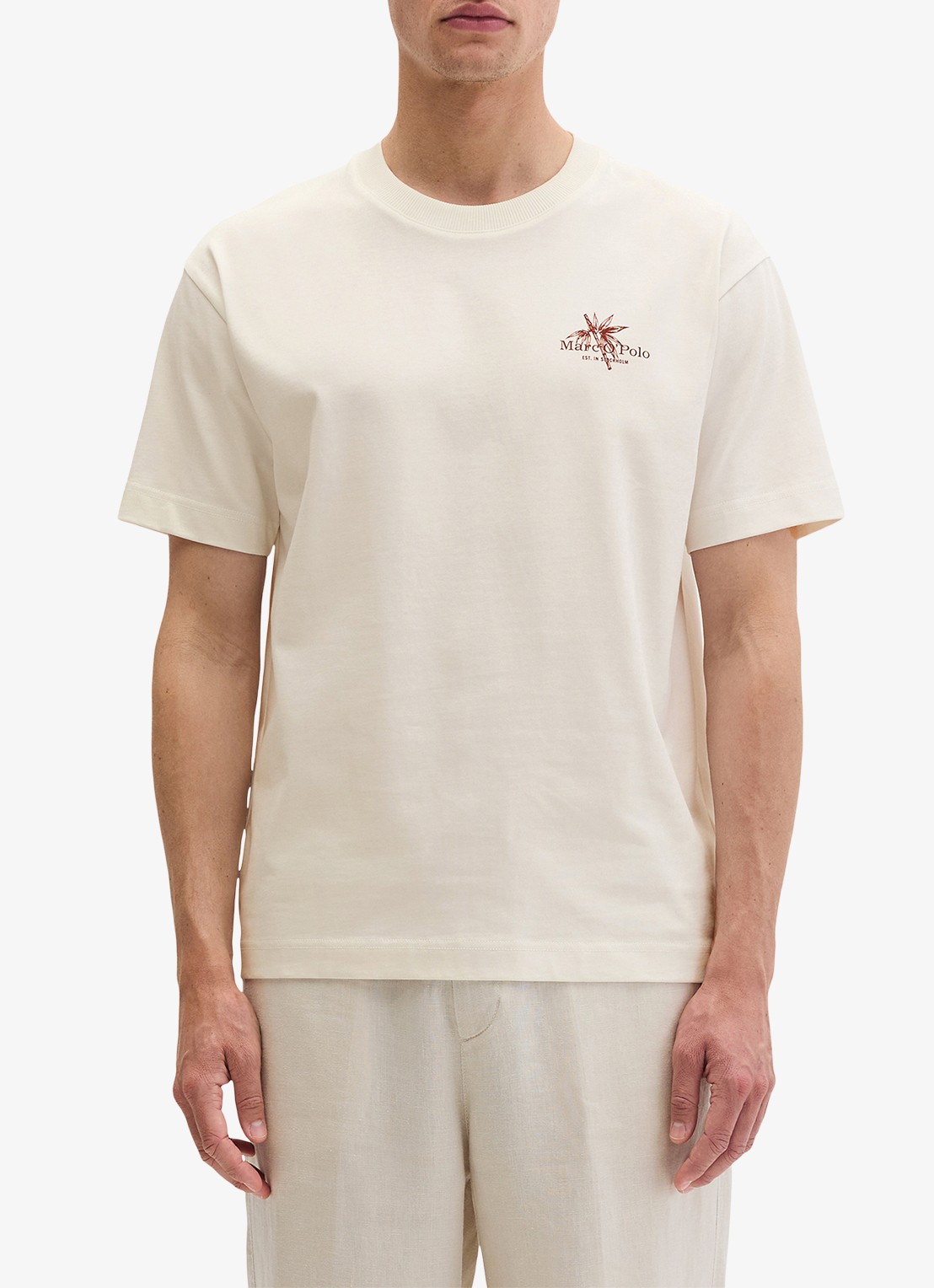 Marc O'Polo T-shirt met logoprint - detail silky white-1183 / wit