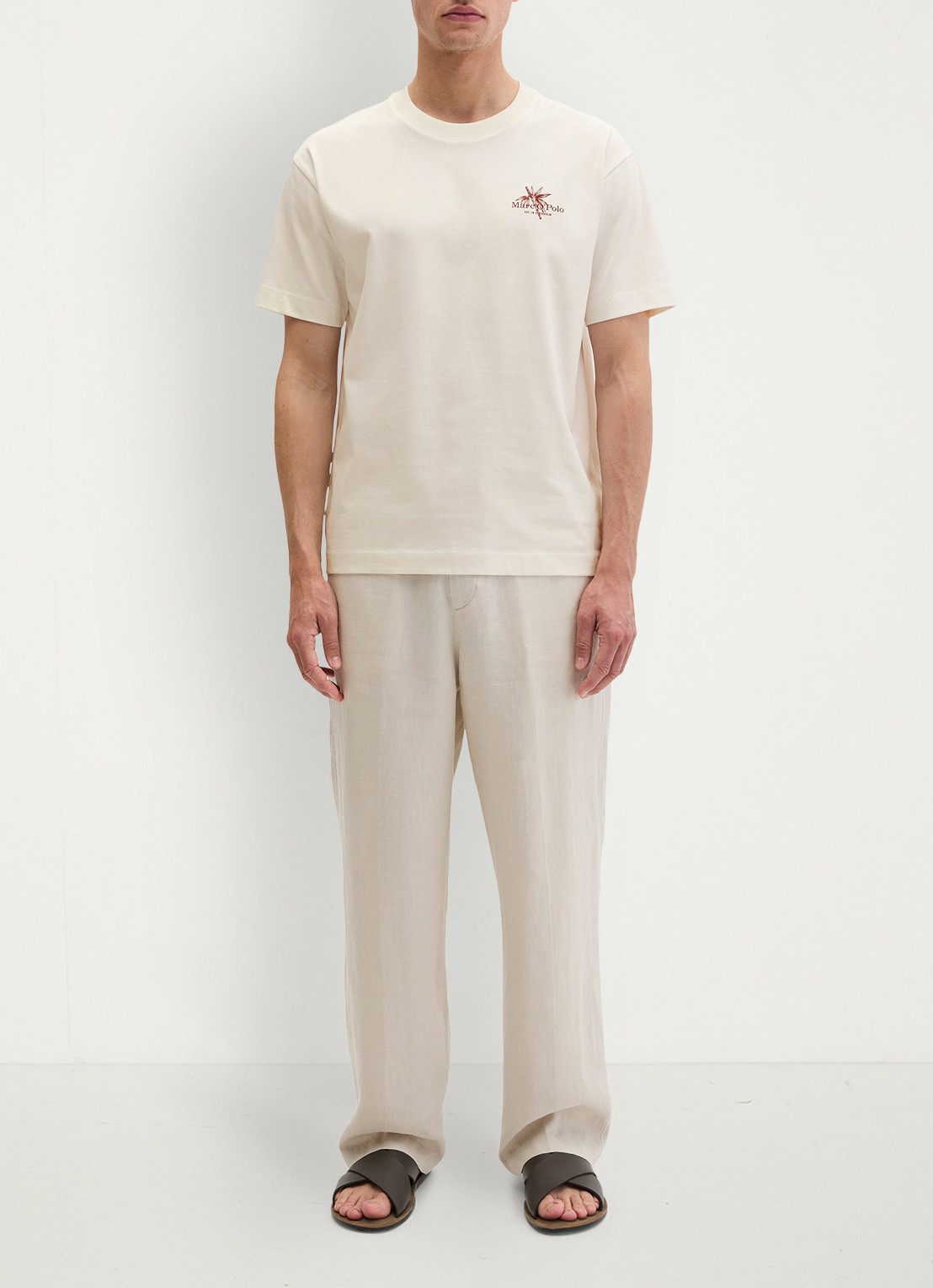 Marc O'Polo T-shirt met logoprint - voorkant 4 silky white-1183 / wit
