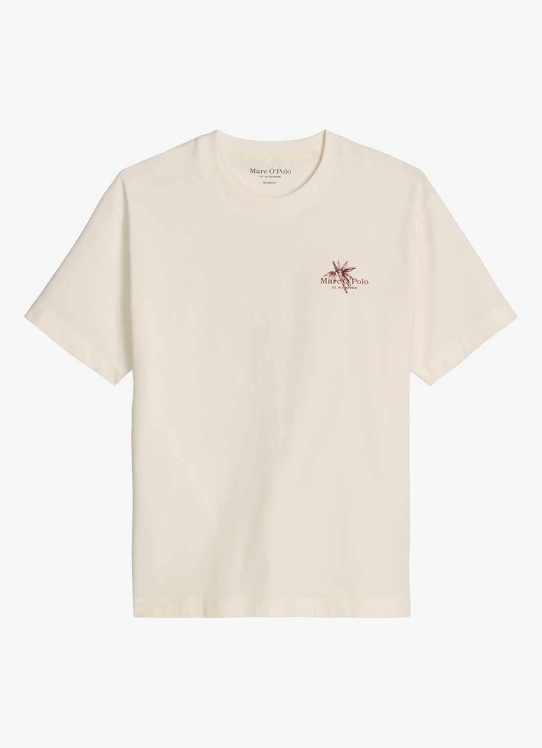 Marc O'Polo T-shirt met logoprint - voorkant 5 silky white-1183 / wit