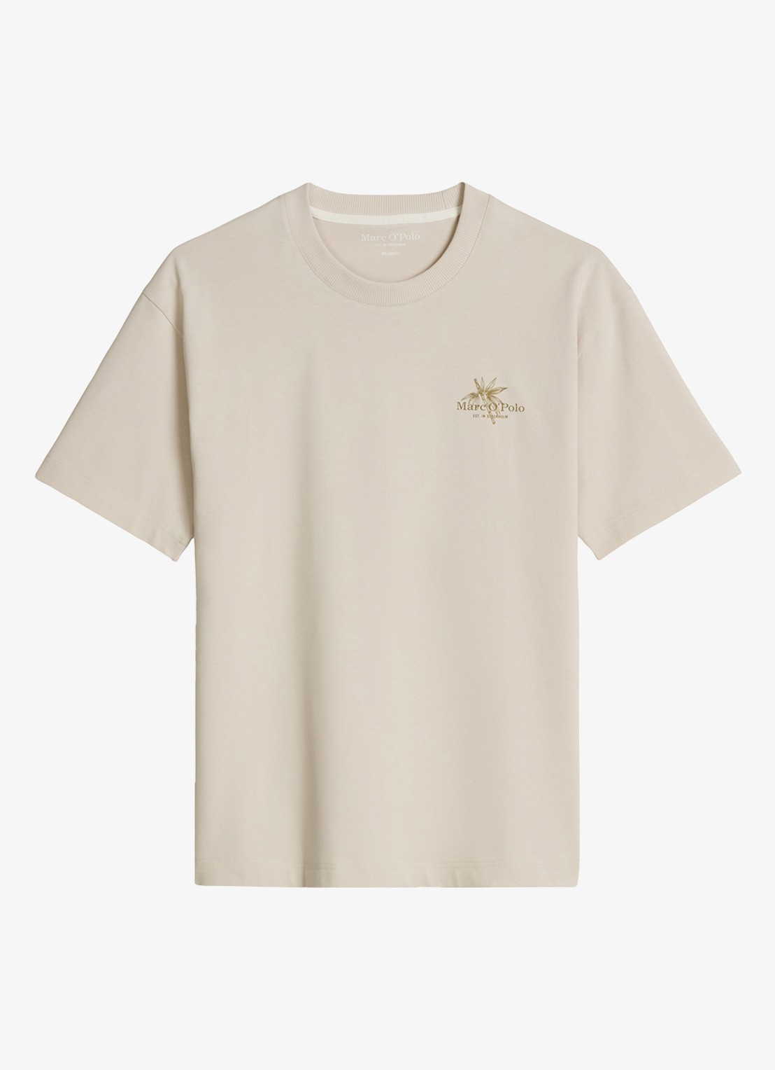 Marc O'Polo T-shirt met logoprint - voorkant grey silk-0924 / grijs