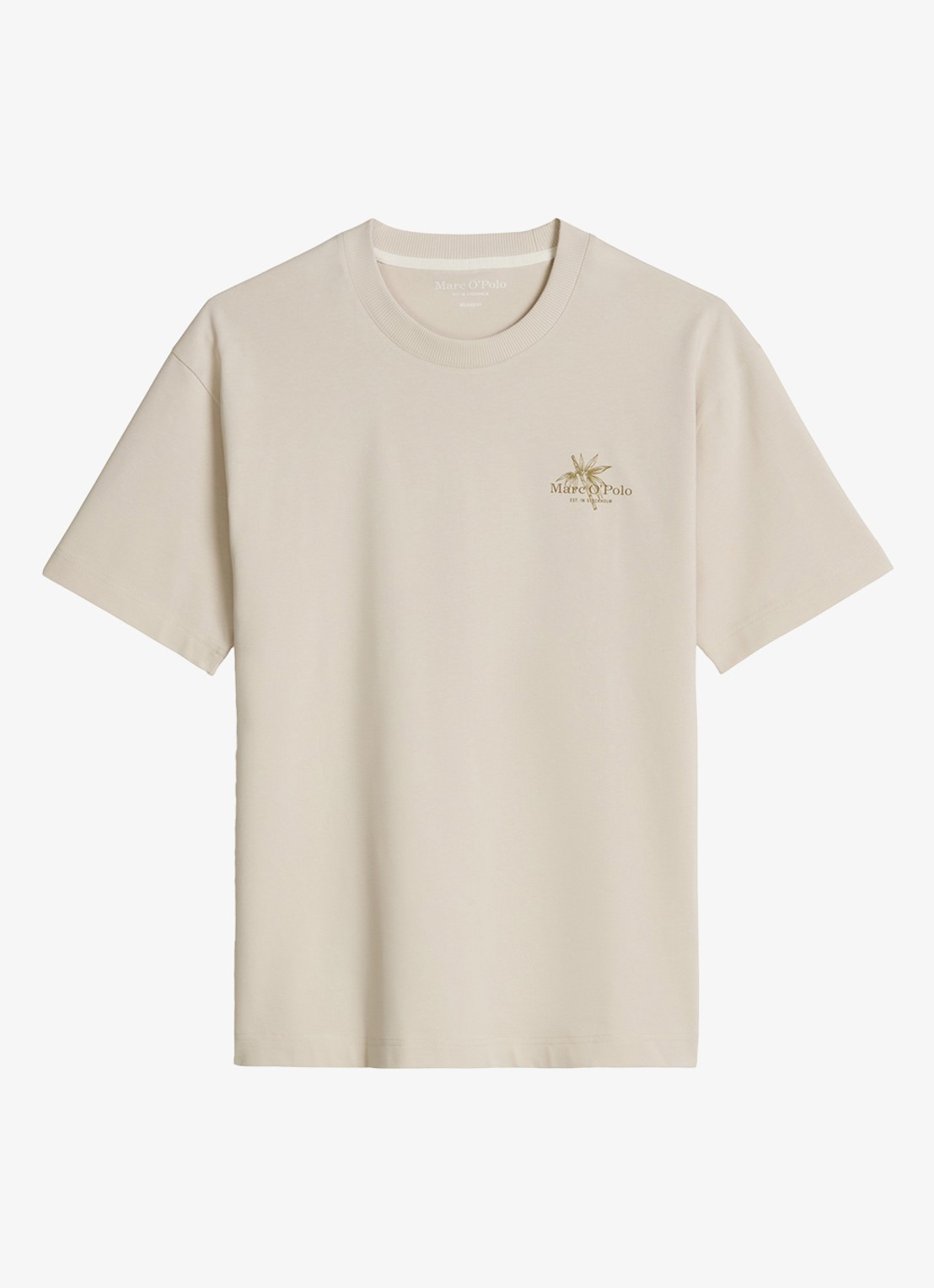 Marc O'Polo T-shirt met logoprint - voorkant 3 grey silk-0924 / grijs