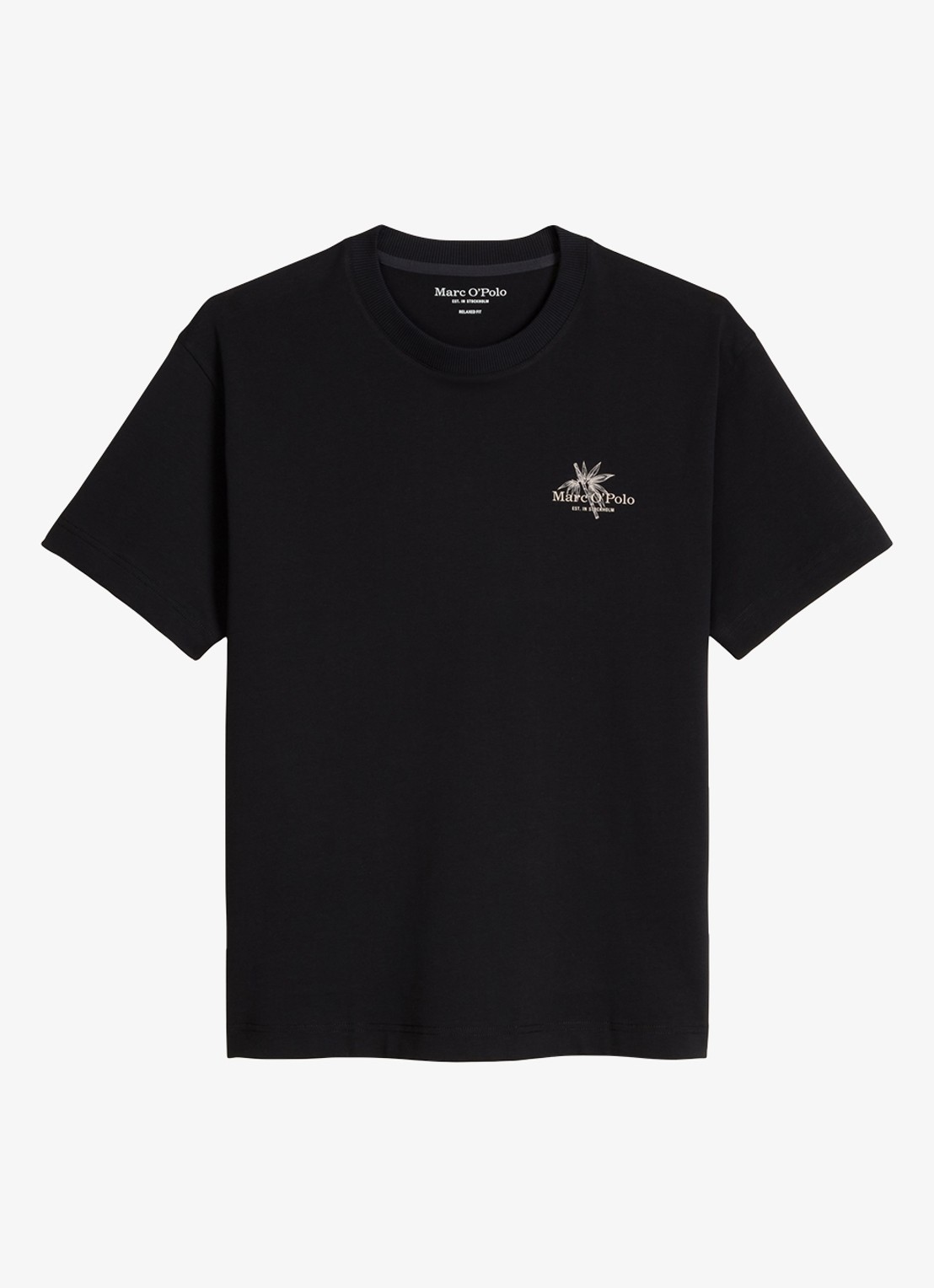 Marc O'Polo T-shirt met logoprint - voorkant 2 black-0001 / zwart