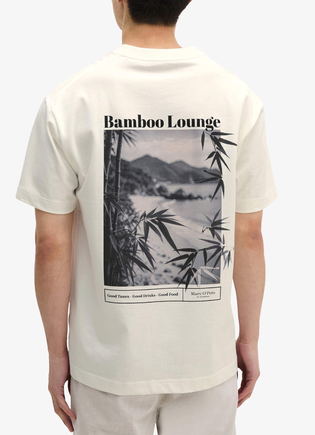 Marc O'Polo T-shirt met logoprint - achterkant silky white-1183 / wit
