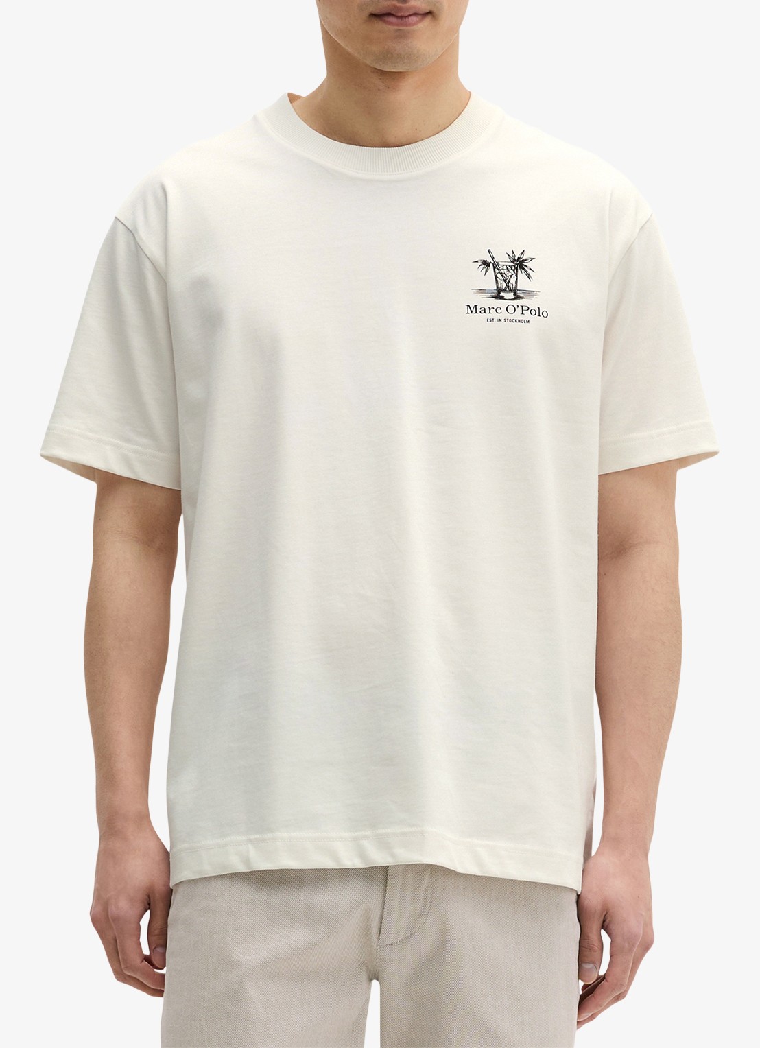 Marc O'Polo T-shirt met logoprint - detail 5 silky white-1183 / wit