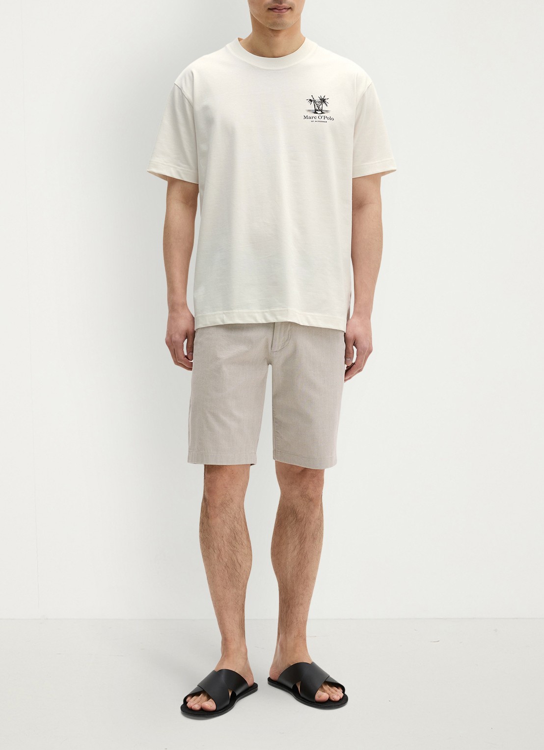Marc O'Polo T-shirt met logoprint - voorkant 3 silky white-1183 / wit