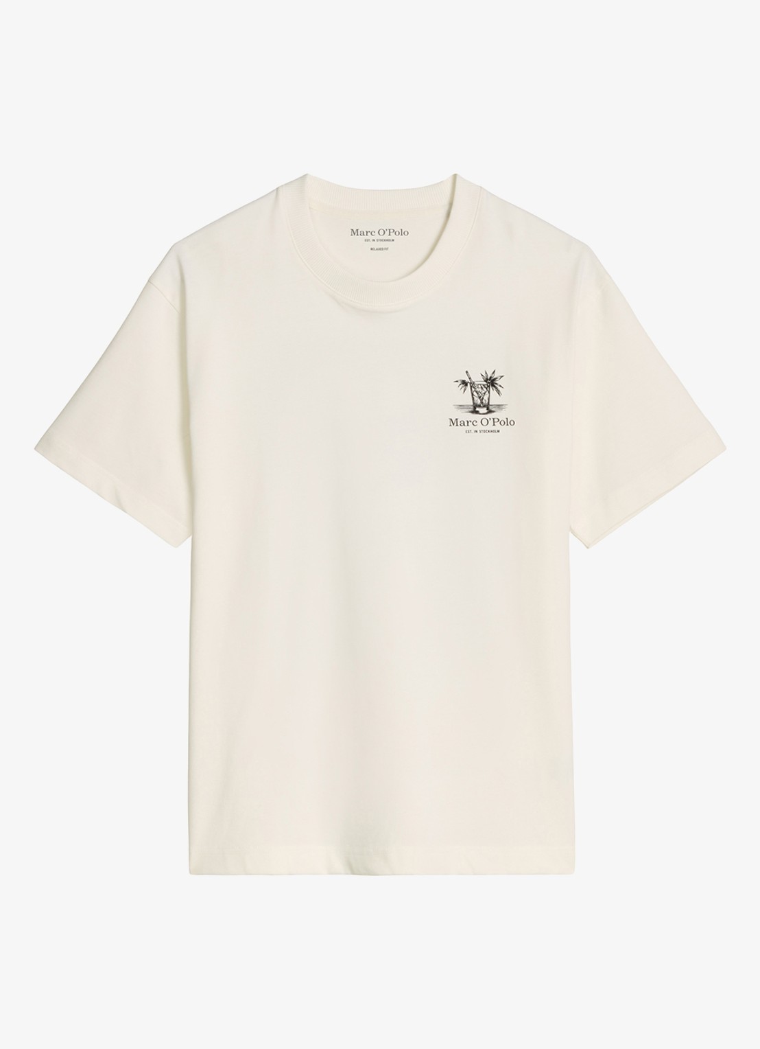 Marc O'Polo T-shirt met logoprint - voorkant 4 silky white-1183 / wit