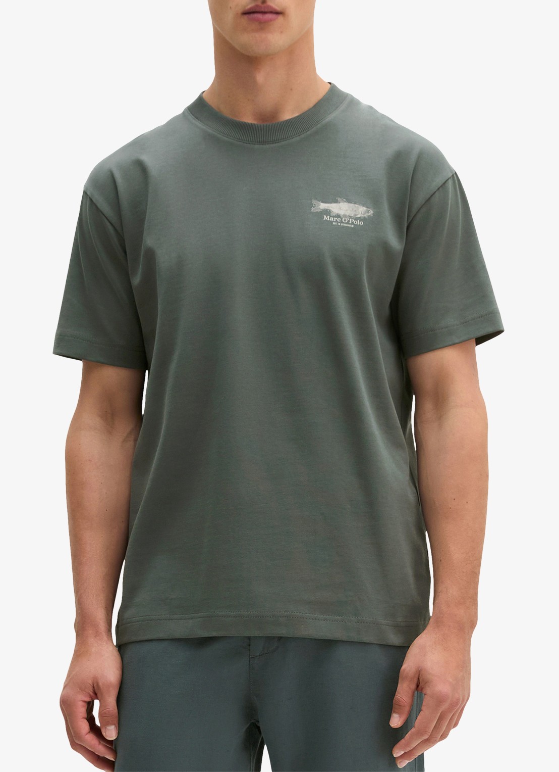 Marc O'Polo T-shirt met print - detail mangrove-0362 / groen