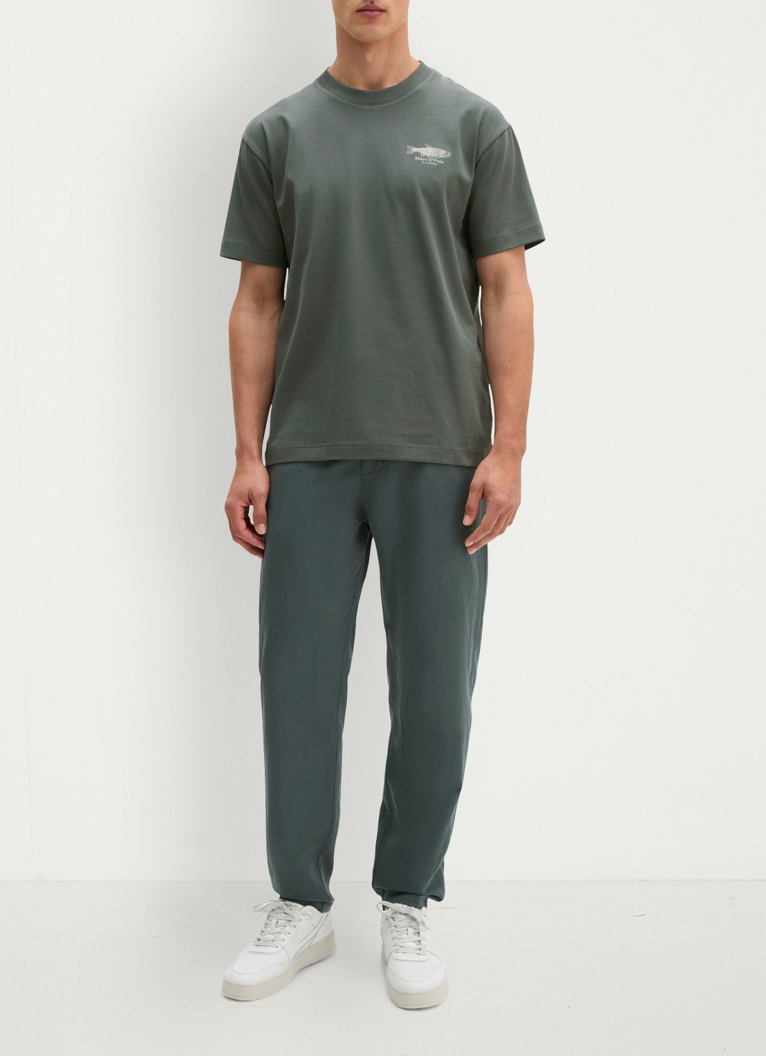 Marc O'Polo T-shirt met print - voorkant 4 mangrove-0362 / groen